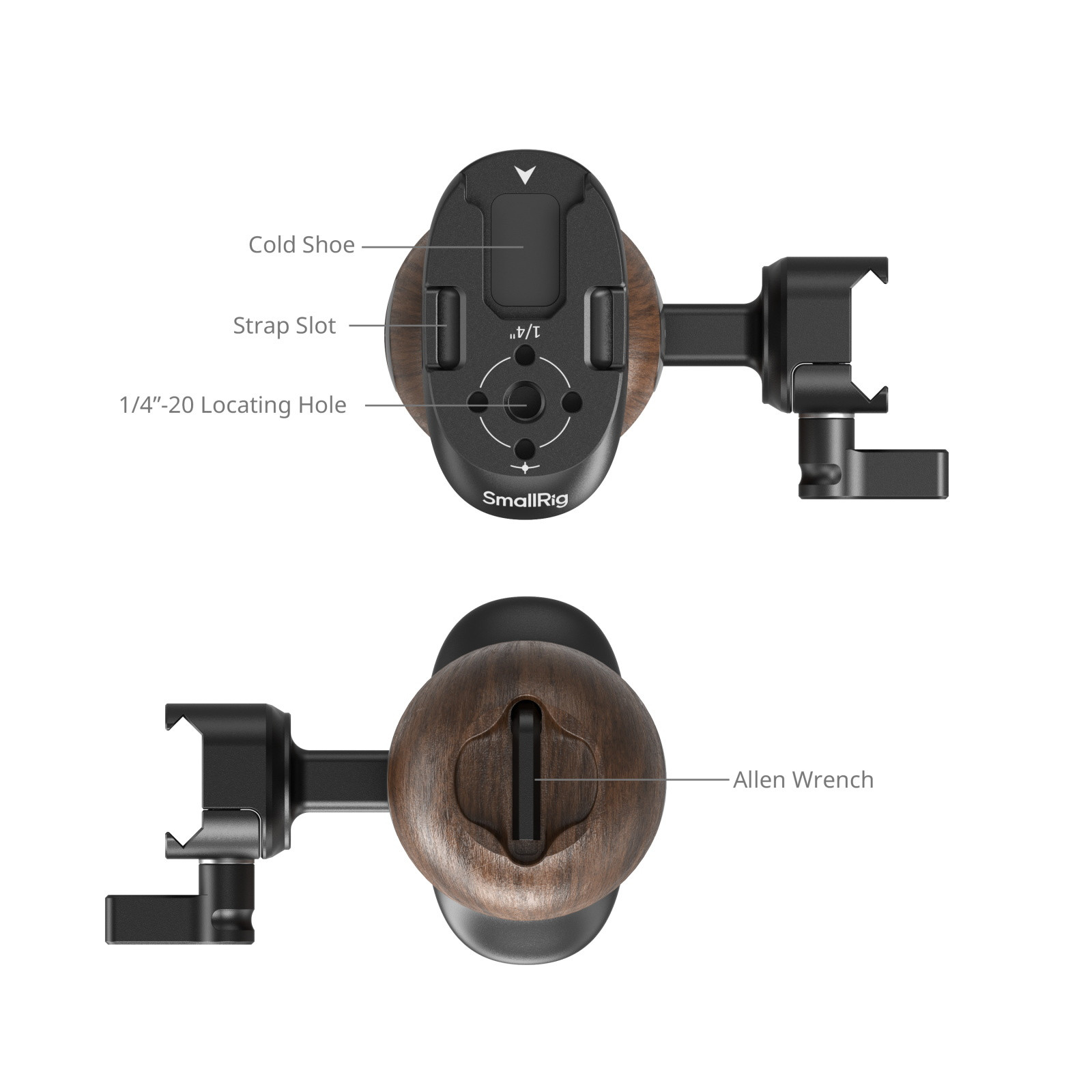 SmallRig Wooden Side Handle with NATO Clamp 5239