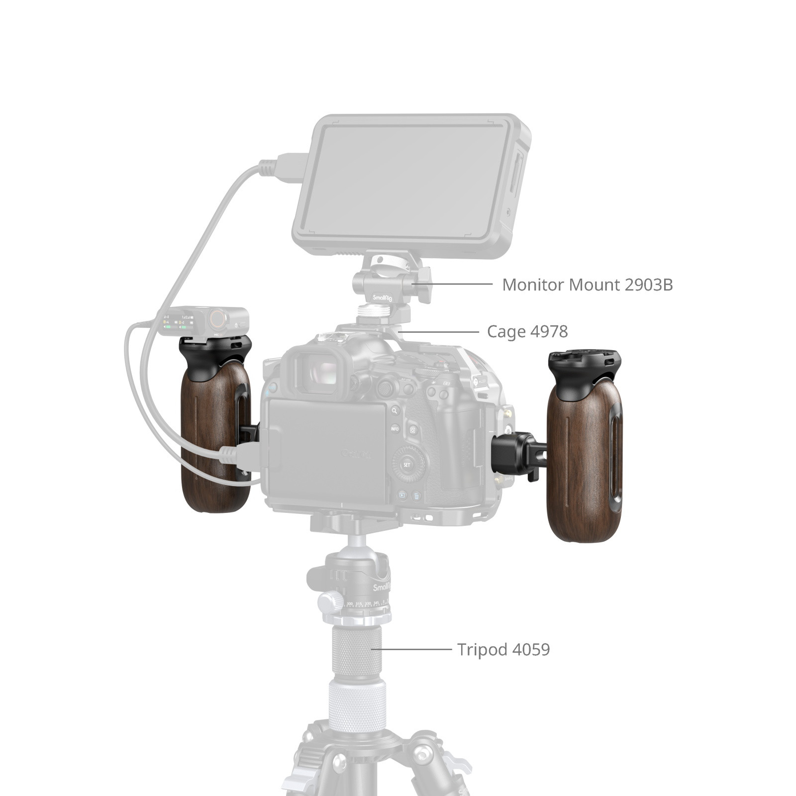 SmallRig Wooden Side Handle with NATO Clamp 5239