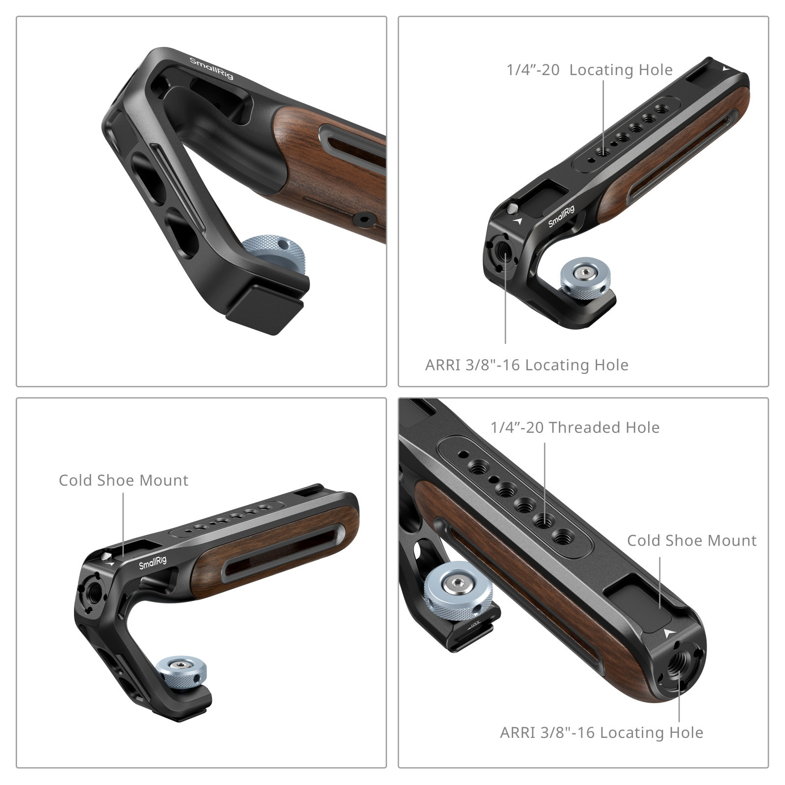 SmallRig Wooden Top Handle with Cold Shoe Mount 5250