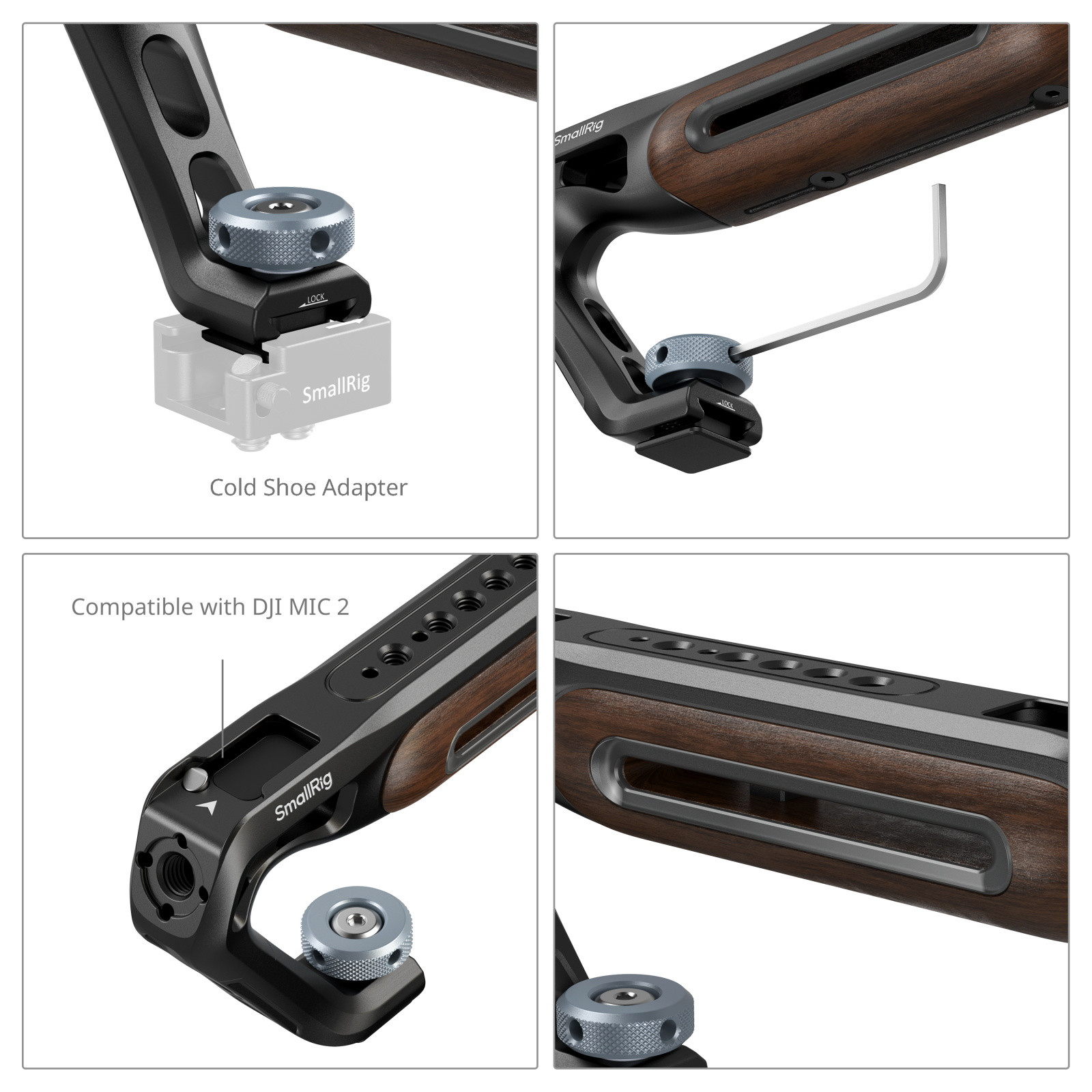 SmallRig Wooden Top Handle with Cold Shoe Mount 5250
