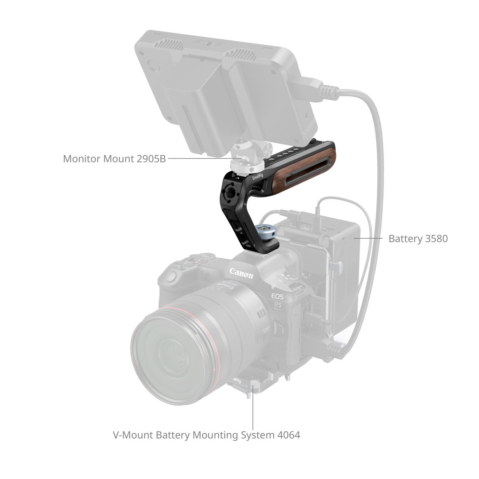 SmallRig Wooden Top Handle with Cold Shoe Mount 5250
