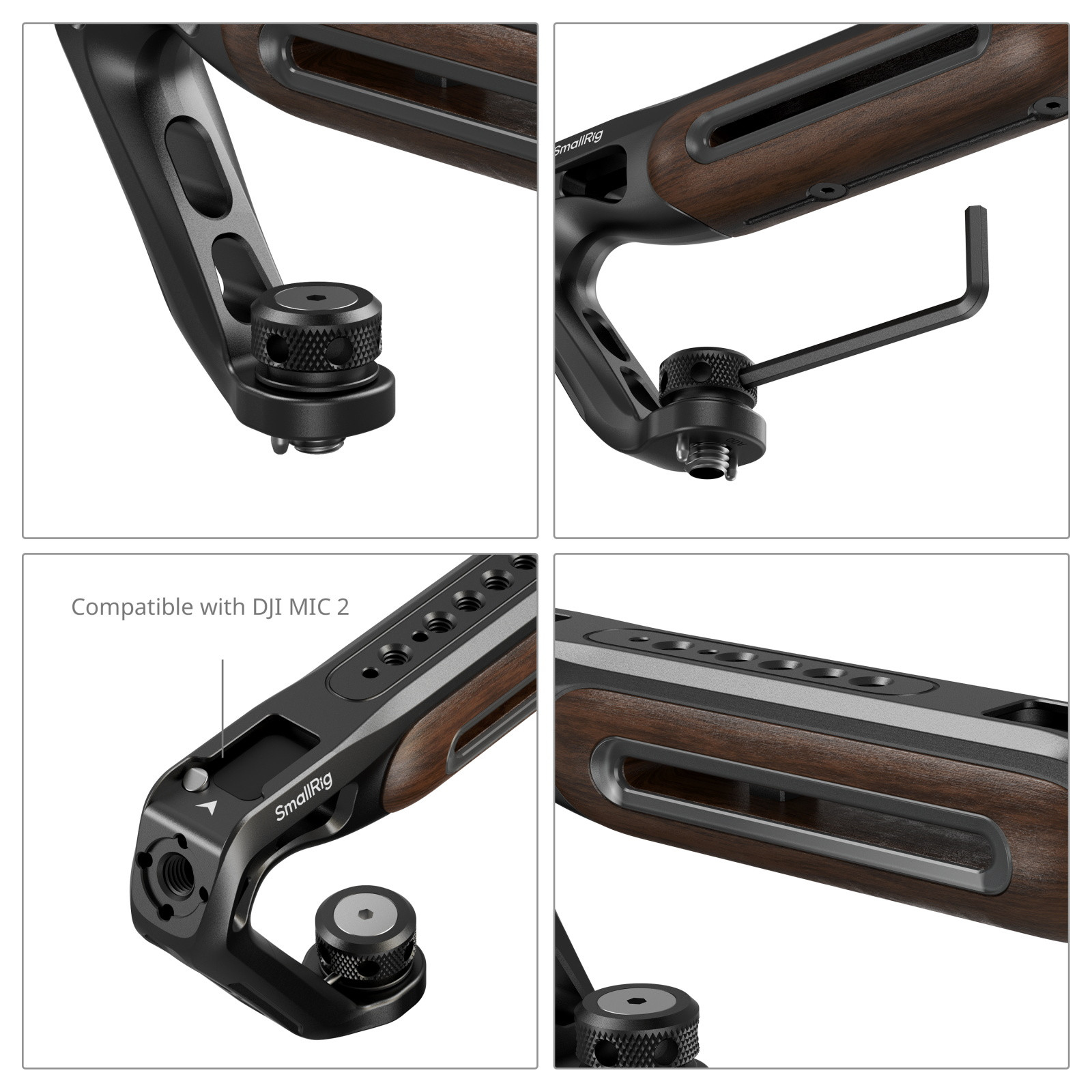 SmallRig Wooden Top Handle with 1/4''-20 and ARRI 3/8''-16 Locating Screw 5252