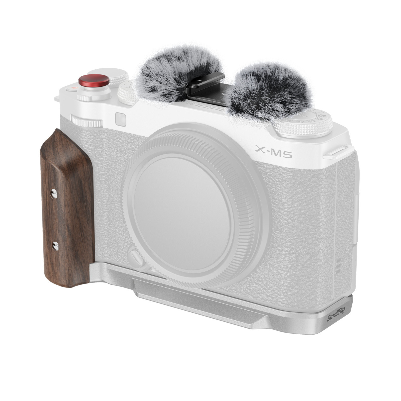 SmallRig L-Shape Mount Plate with Wooden Handle for FUJIFILM X-M5 (Silver) 5261