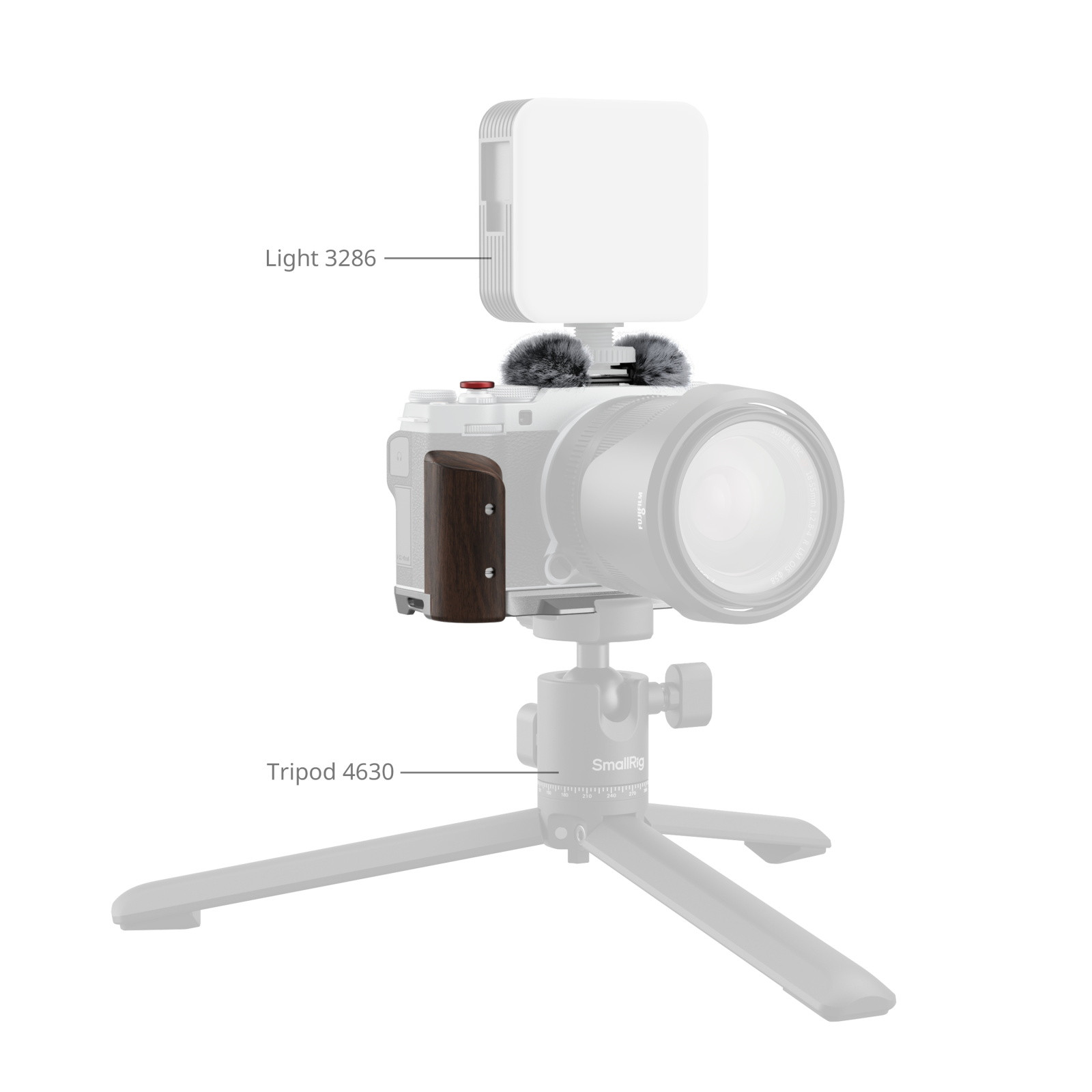 SmallRig L-Shape Mount Plate with Wooden Handle for FUJIFILM X-M5 (Silver) 5261