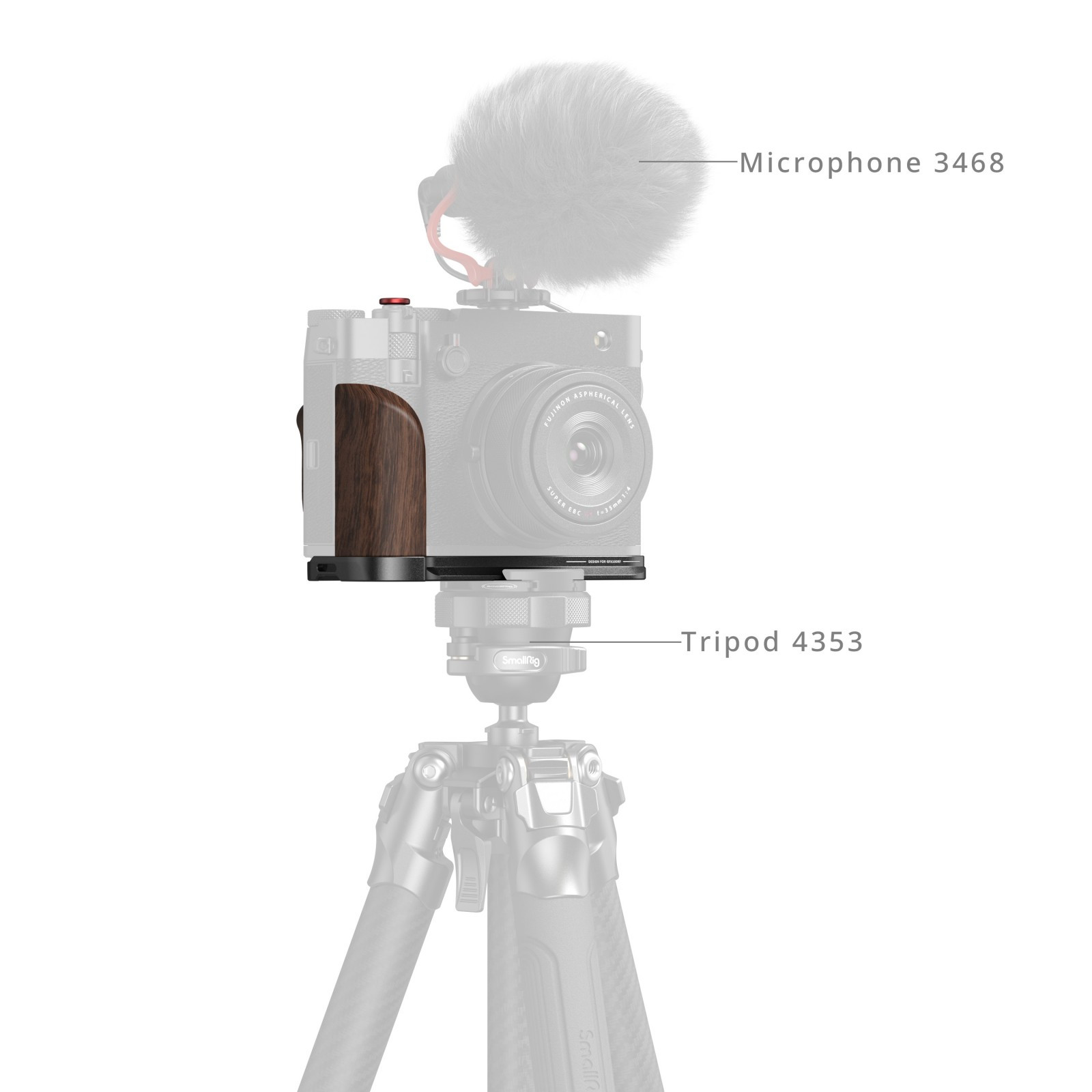 SmallRig L-Shape Mount Plate with Wooden Handle for FUJIFILM GFX100RF (Black) 5266
