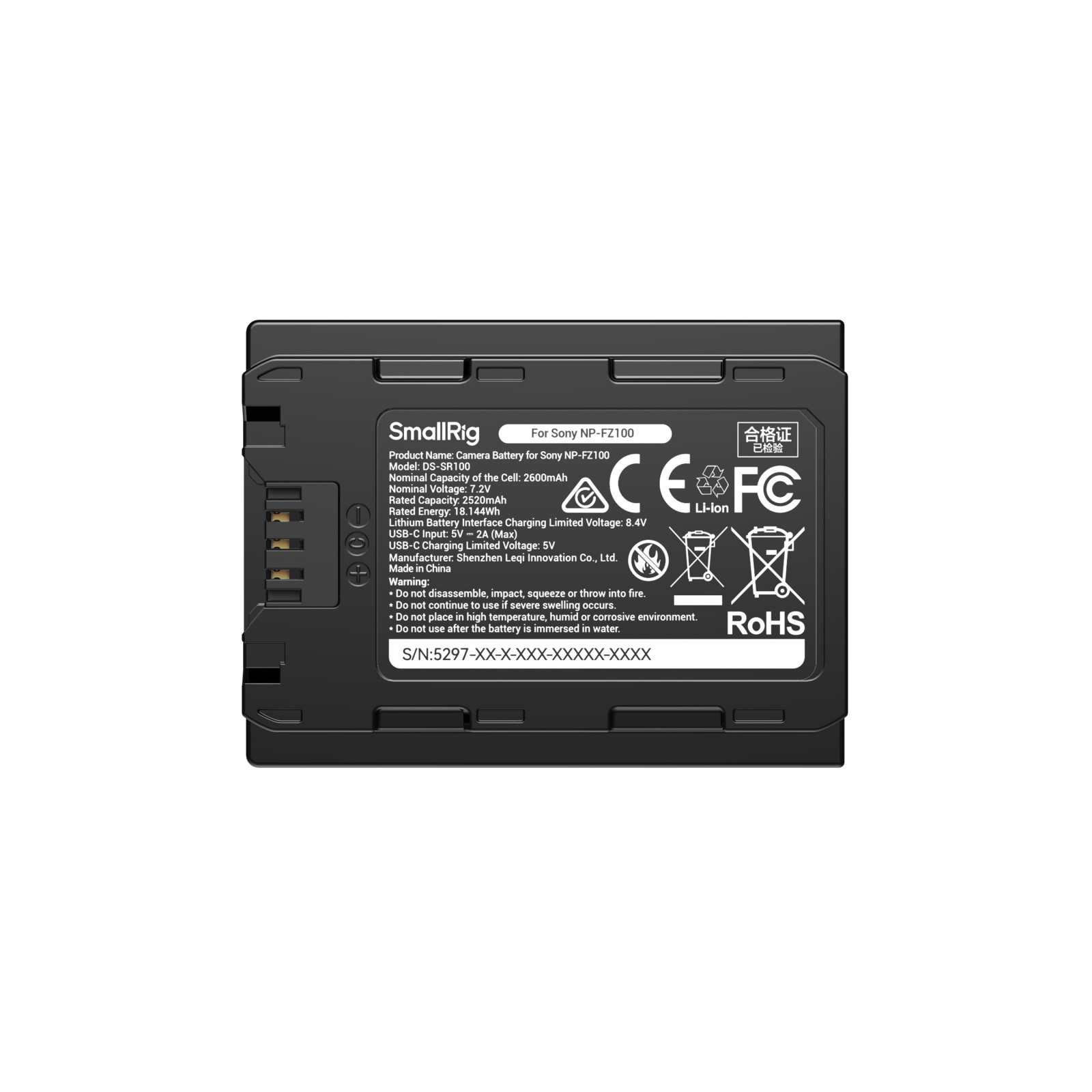 SmallRig USB-C Camera Battery with Power Display for Sony NP-FZ100 5297