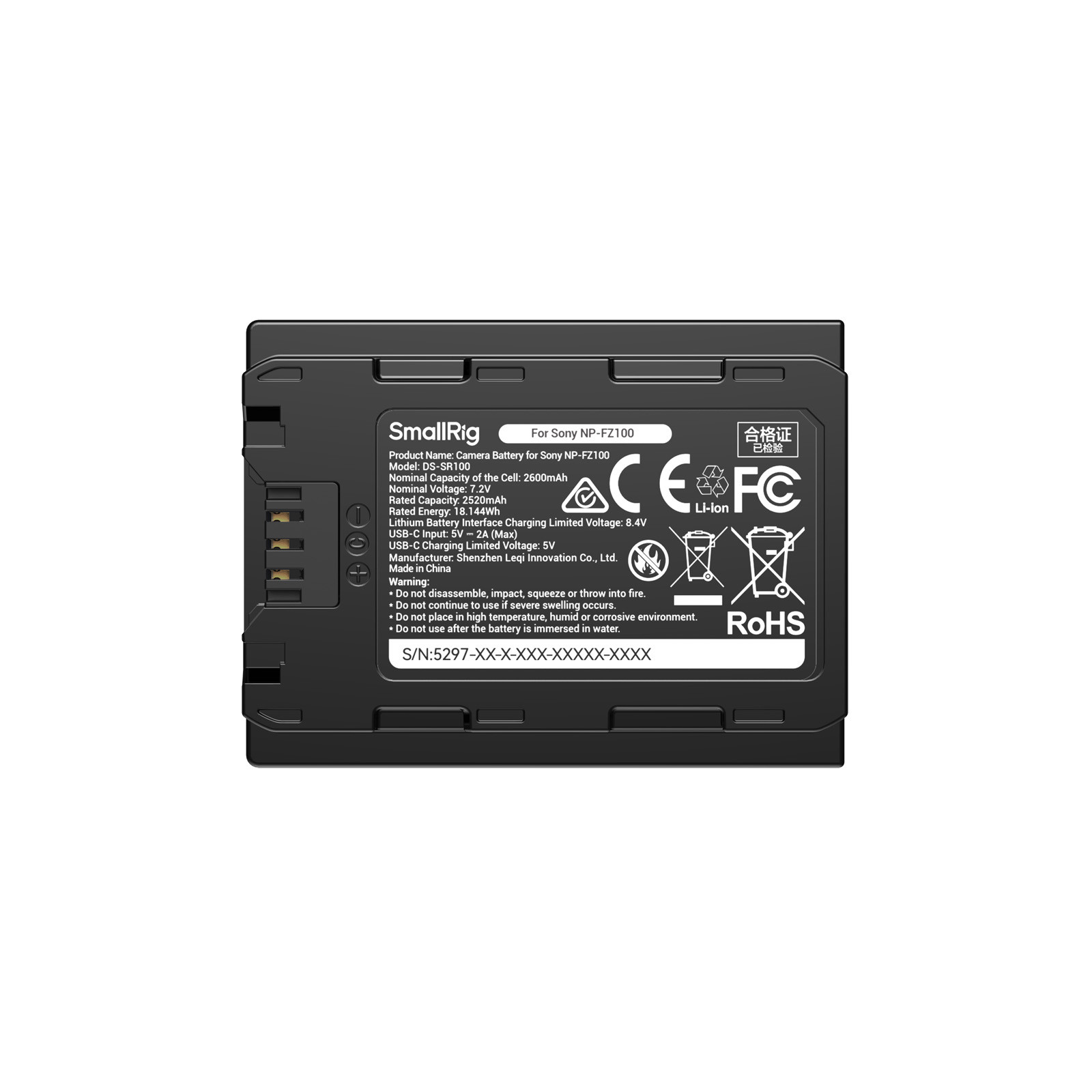 SmallRig USB-C Camera Battery with Power Display for Sony NP-FZ100 5297