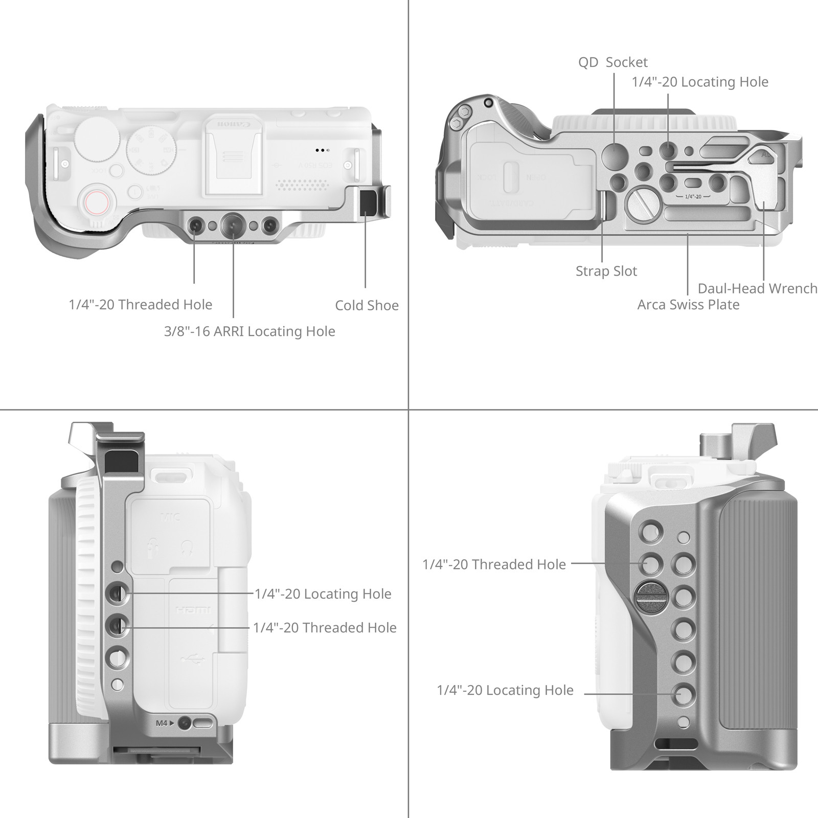 SmallRig Cage for Canon EOS R50 V (Silver) 5428