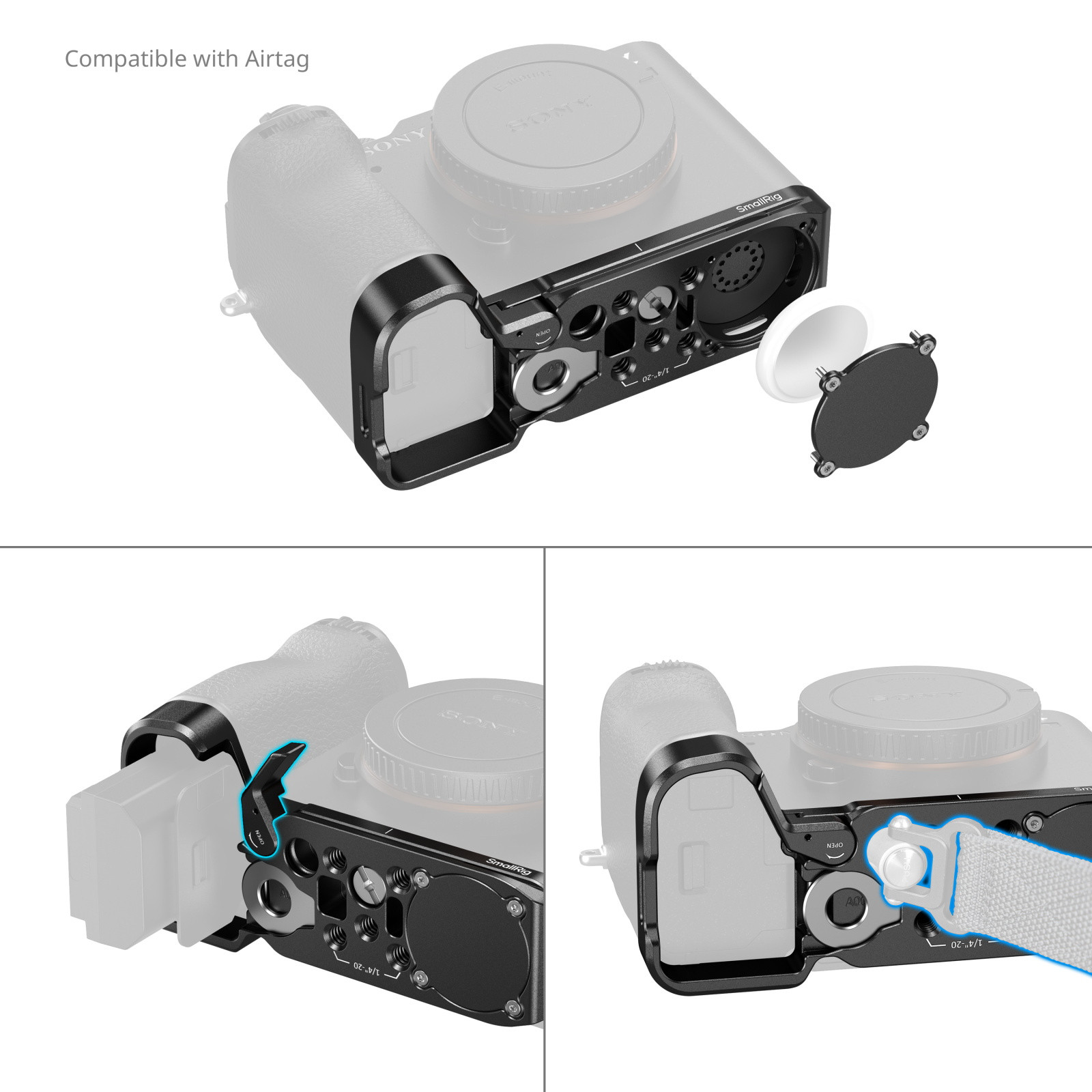 SmallRig Baseplate with Airtag Slot for Sony Alpha 7C II / Alpha 7CR (Black) 5481