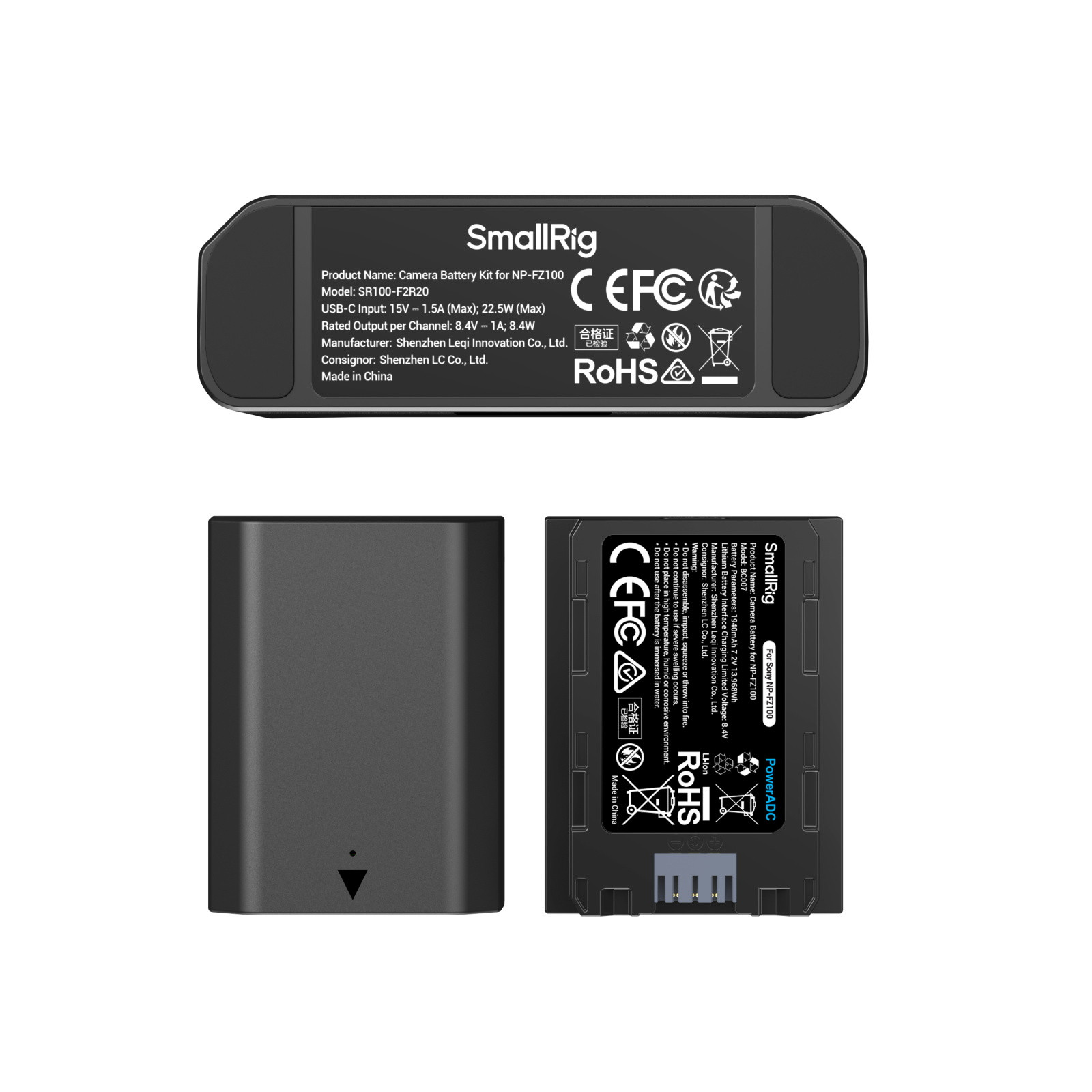 SmallRig Turbo Charging Kit for NP-FZ100 Camera Batteries 5483