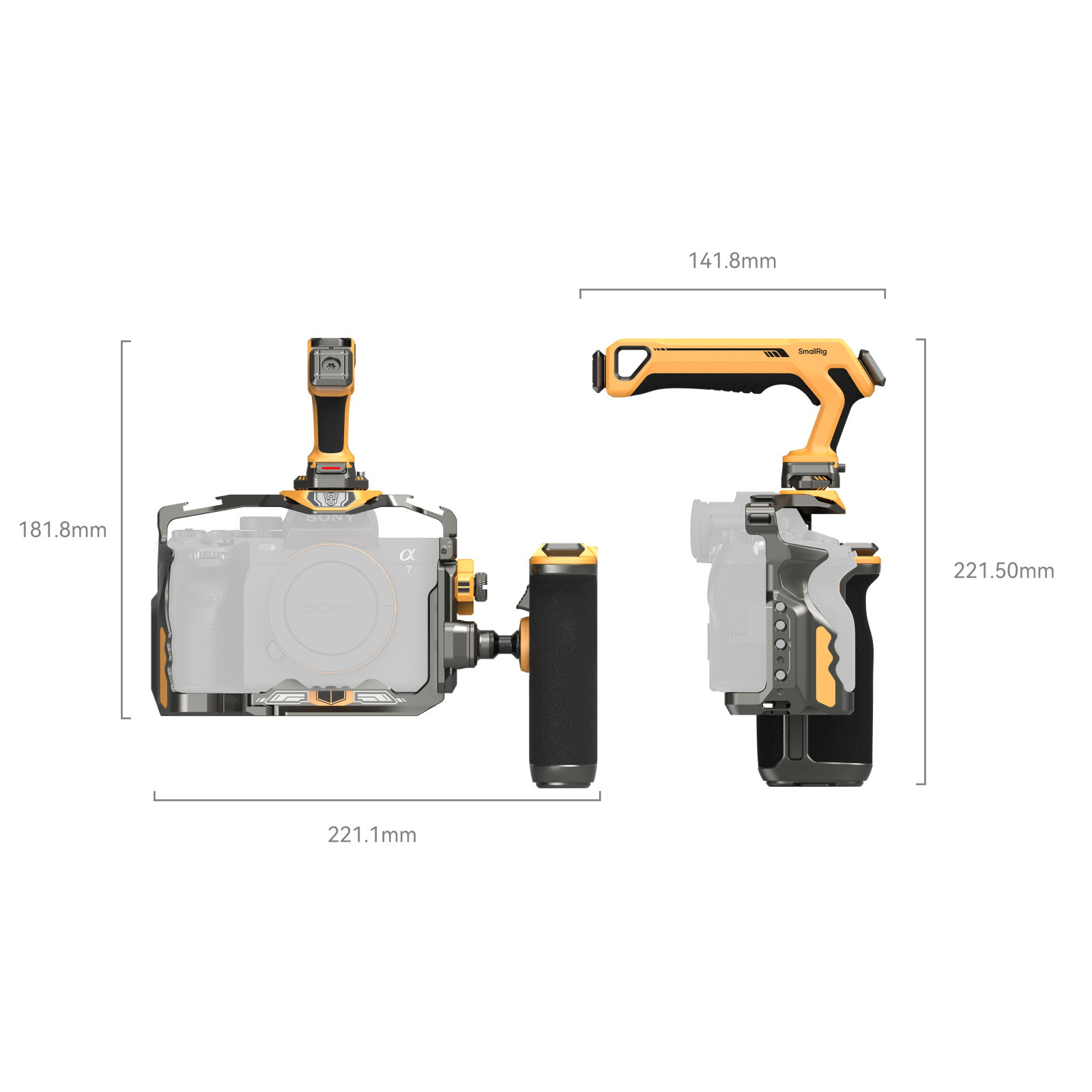 SmallRig "HawkLock" Quick Release Cage Kit for Sony Alpha 7R V / Alpha 7 IV / Alpha 7S III (Advanced Edition) (BumbleBee Edition) 5518