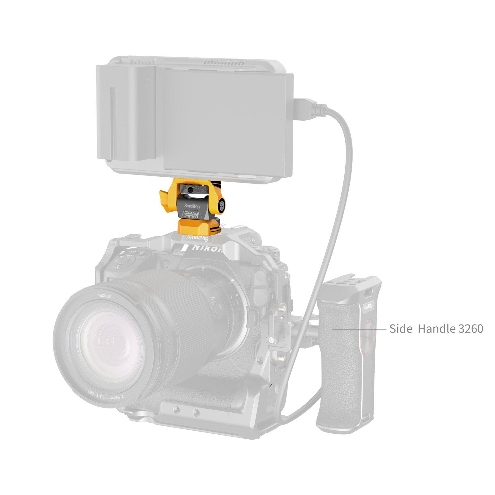 SmallRig Adjustable Monitor Support Compatible with ARRI 3/8''-16 Screws (BumbleBee Edition) 5520