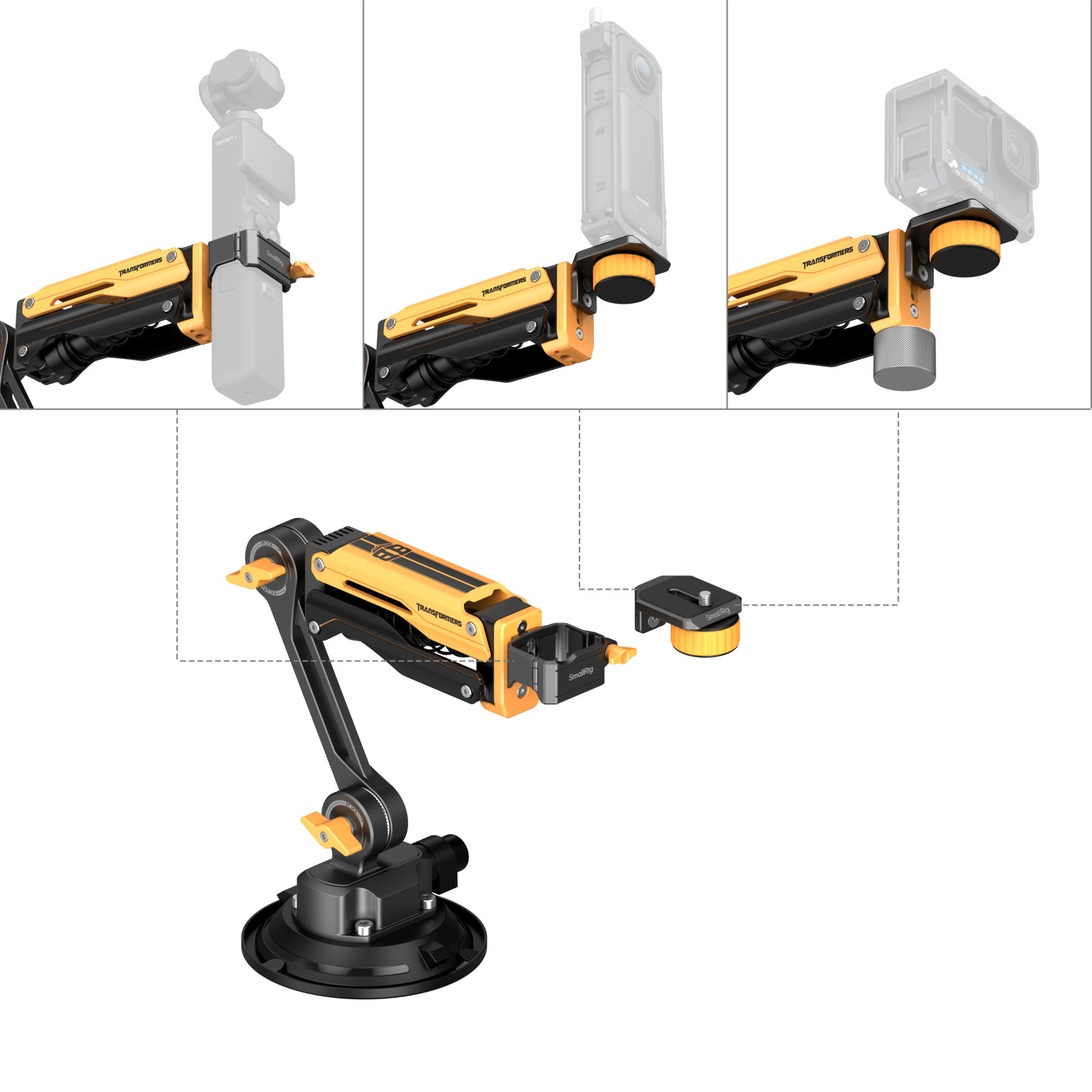 SmallRig mini Shock Absorber Arm for DJI Osmo Pocket 3 / GoPro HERO13 / Insta360 X4 (BumbleBee Edition) 5528