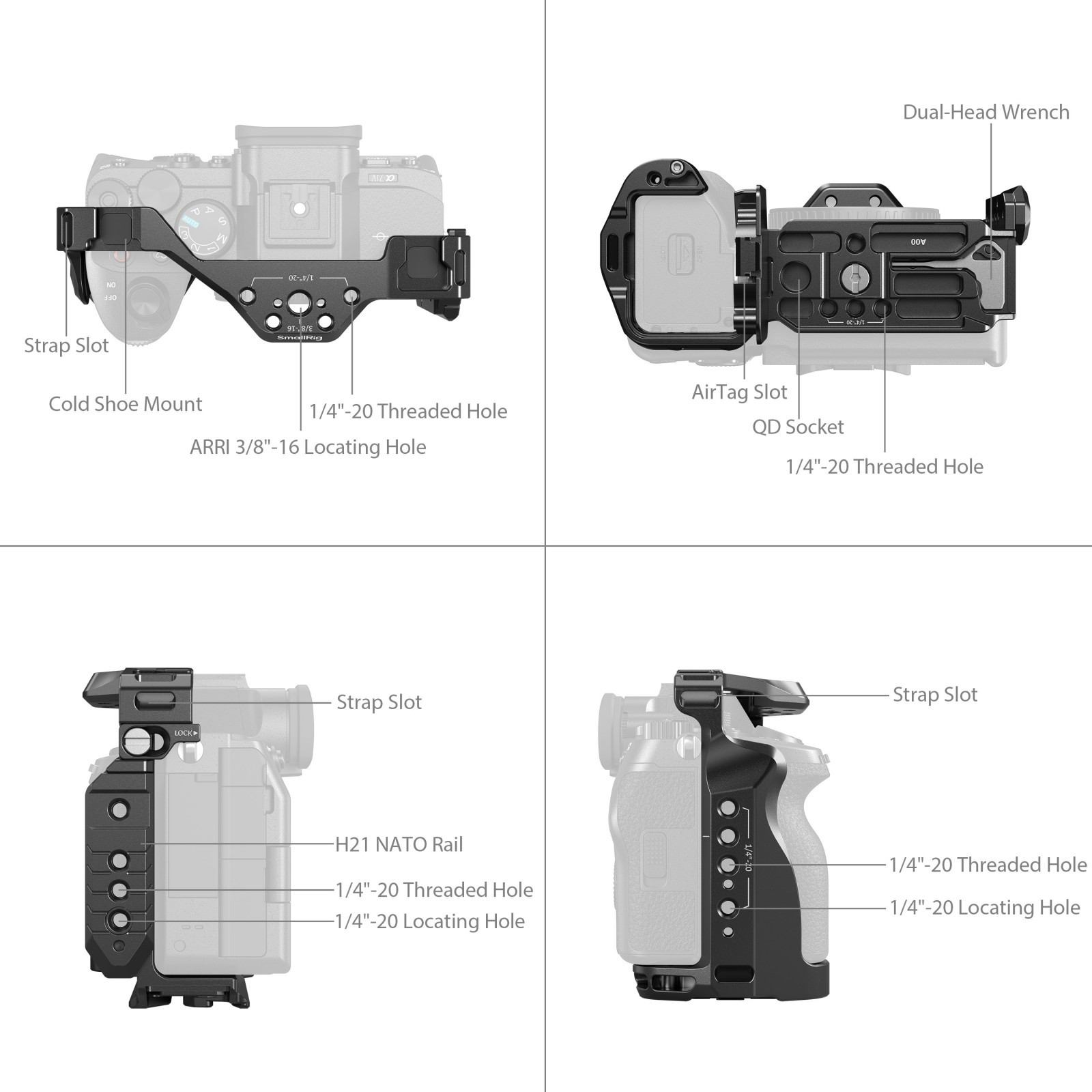 SmallRig Cage with Airtag Slot for Sony Alpha 7R V / 7 IV / 7S III / 1 / 7R IV 5583