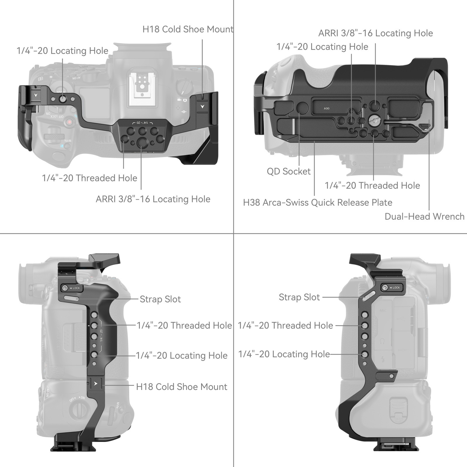 SmallRig Cage for Canon EOS R5 Mark II with Battery Grip BG-R20 5623