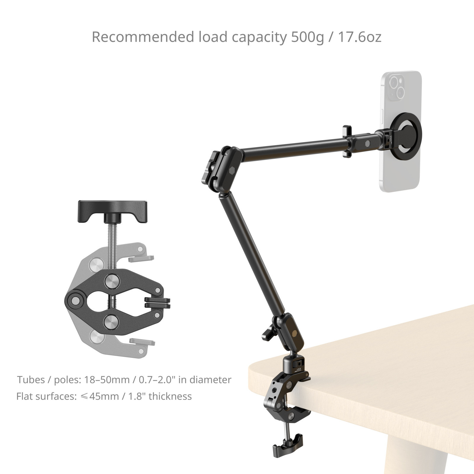 SmallRig Desktop Magic Arm with Crab-Shaped Clamp Kit (MagSafe-Compatible Edition) 5626