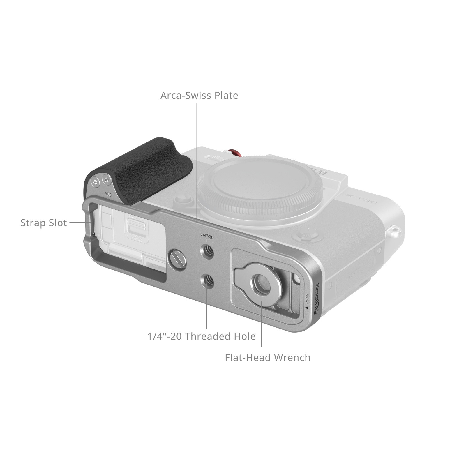 SmallRig L-Shaped Mount Plate with Silicone Handle for FUJIFILM X-T30 / X-T30 II / X-T30 III (Silver) 5664