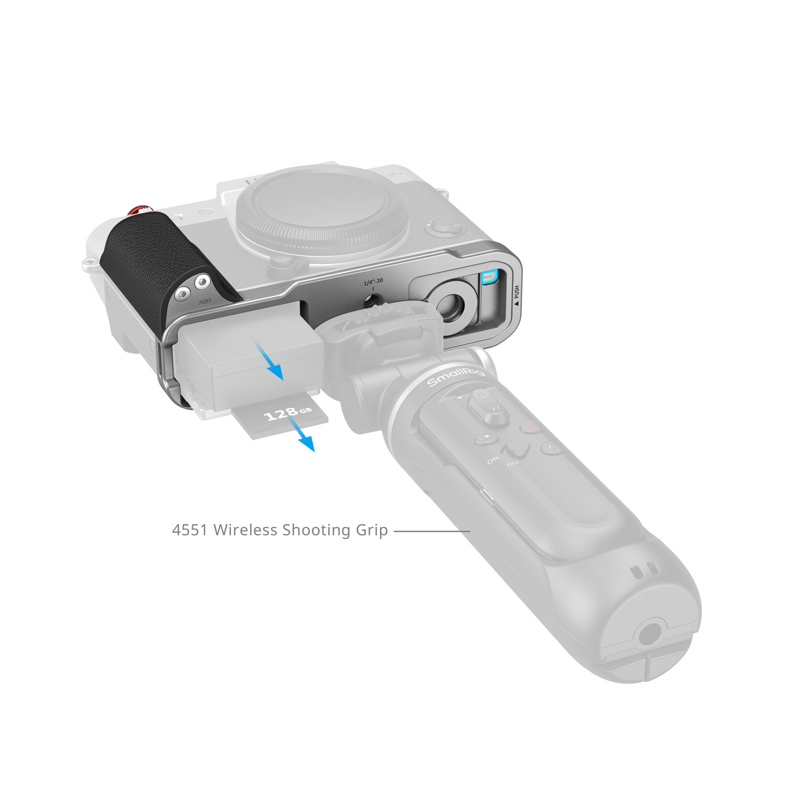 SmallRig L-Shaped Mount Plate with Silicone Handle for FUJIFILM X-T30 / X-T30 II / X-T30 III (Silver) 5664