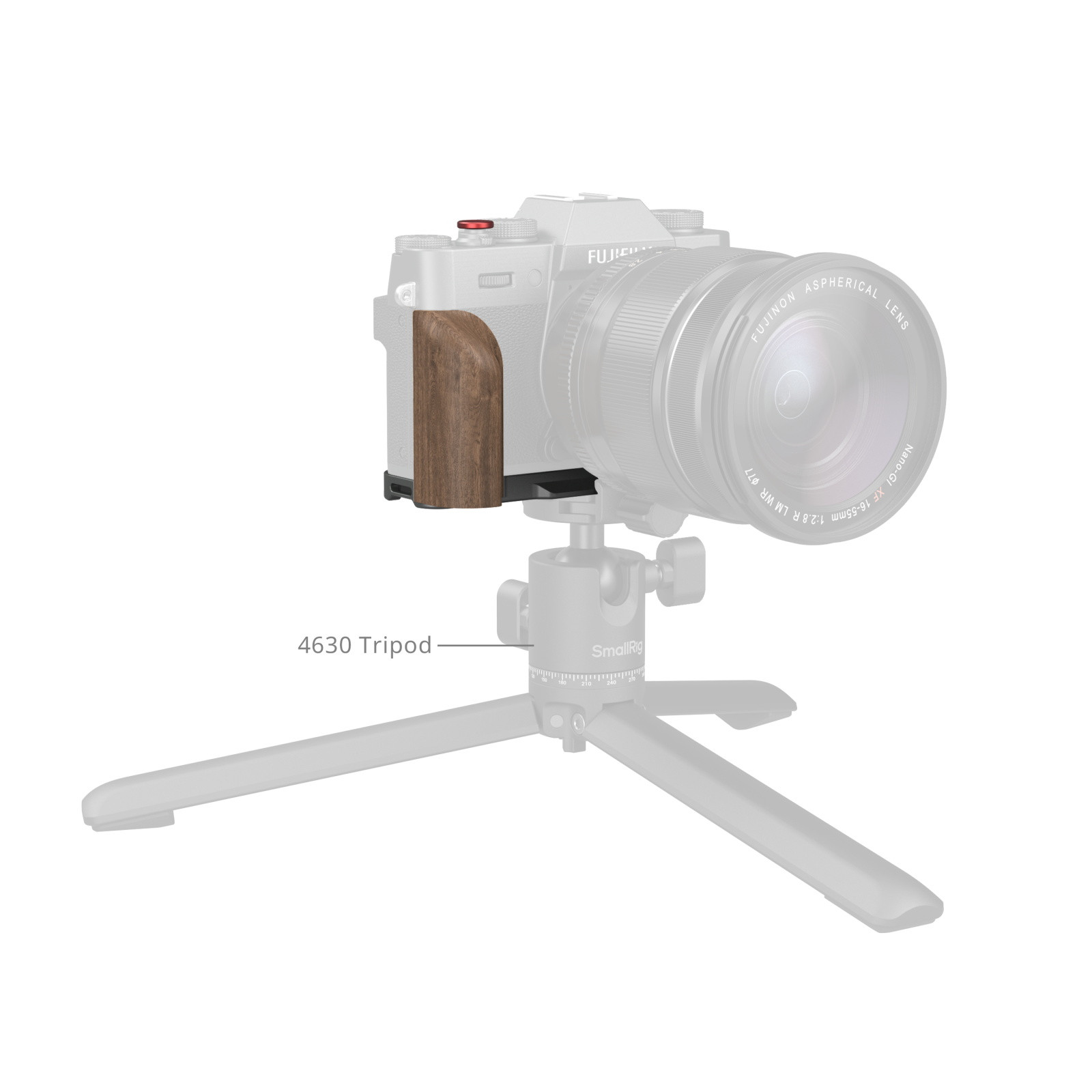 SmallRig L-Shaped Mount Plate with Wooden Handle for FUJIFILM X-T30 / X-T30 II / X-T30 III (Charcoal Silver) 5668