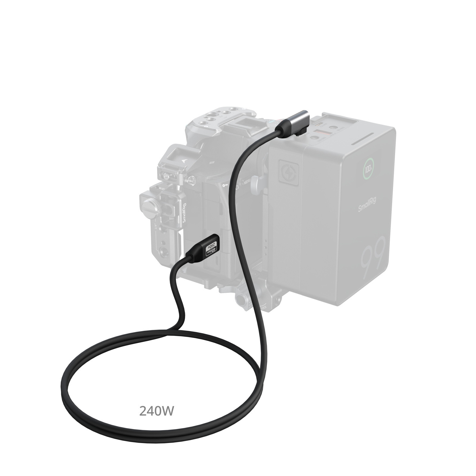 SmallRig USB-C Data Cable (Straight to Angled, 100cm / 39.4in) (40Gbps + 240W + 8K) 5732