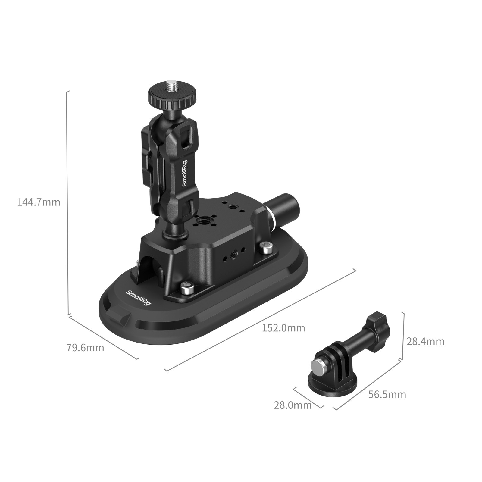 SmallRig 3 × 6" Car Suction Support for Action Cameras 5842