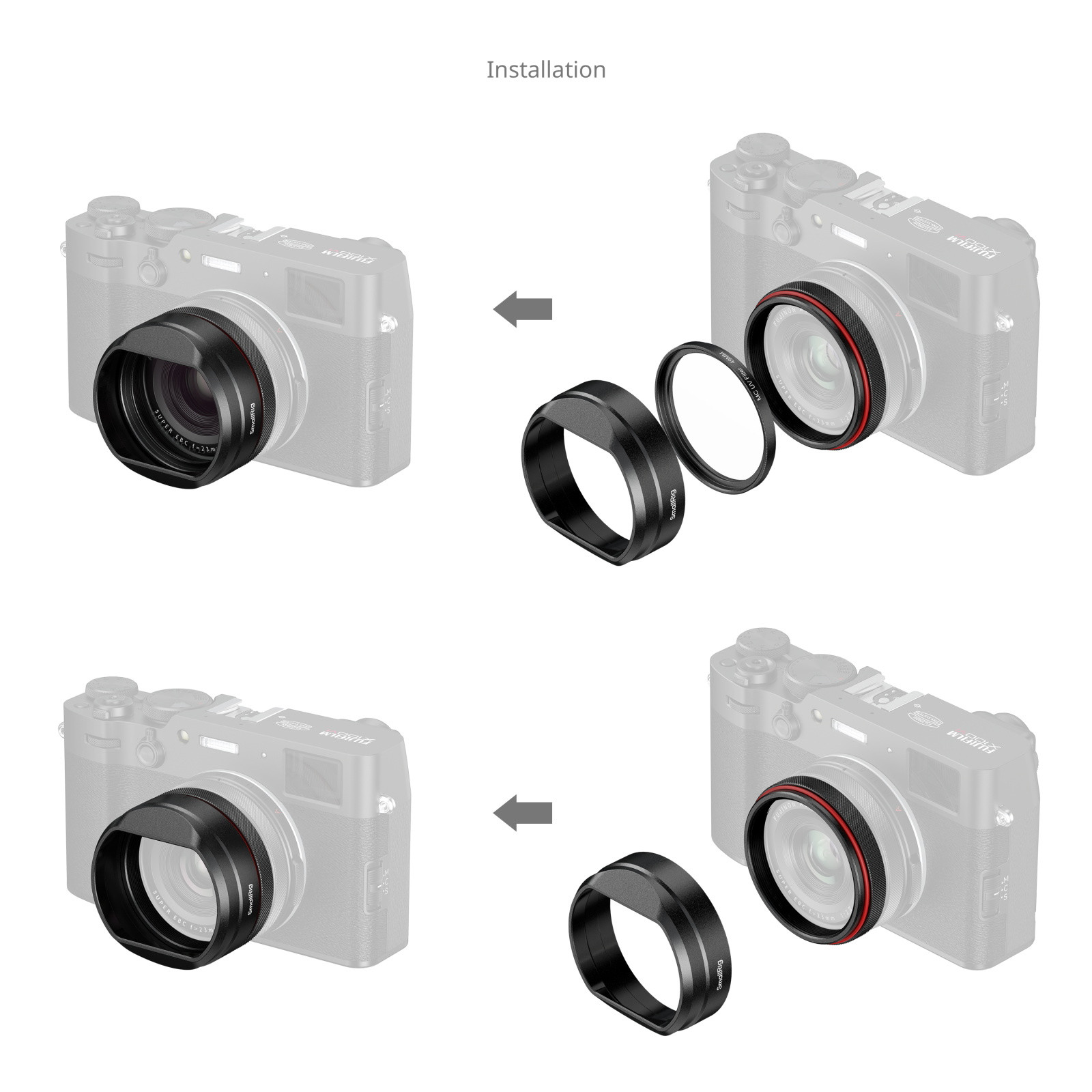 SmallRig UV Filter with Lens Hood Kit for FUJIFILM X100VI / X100V (Black) 5850
