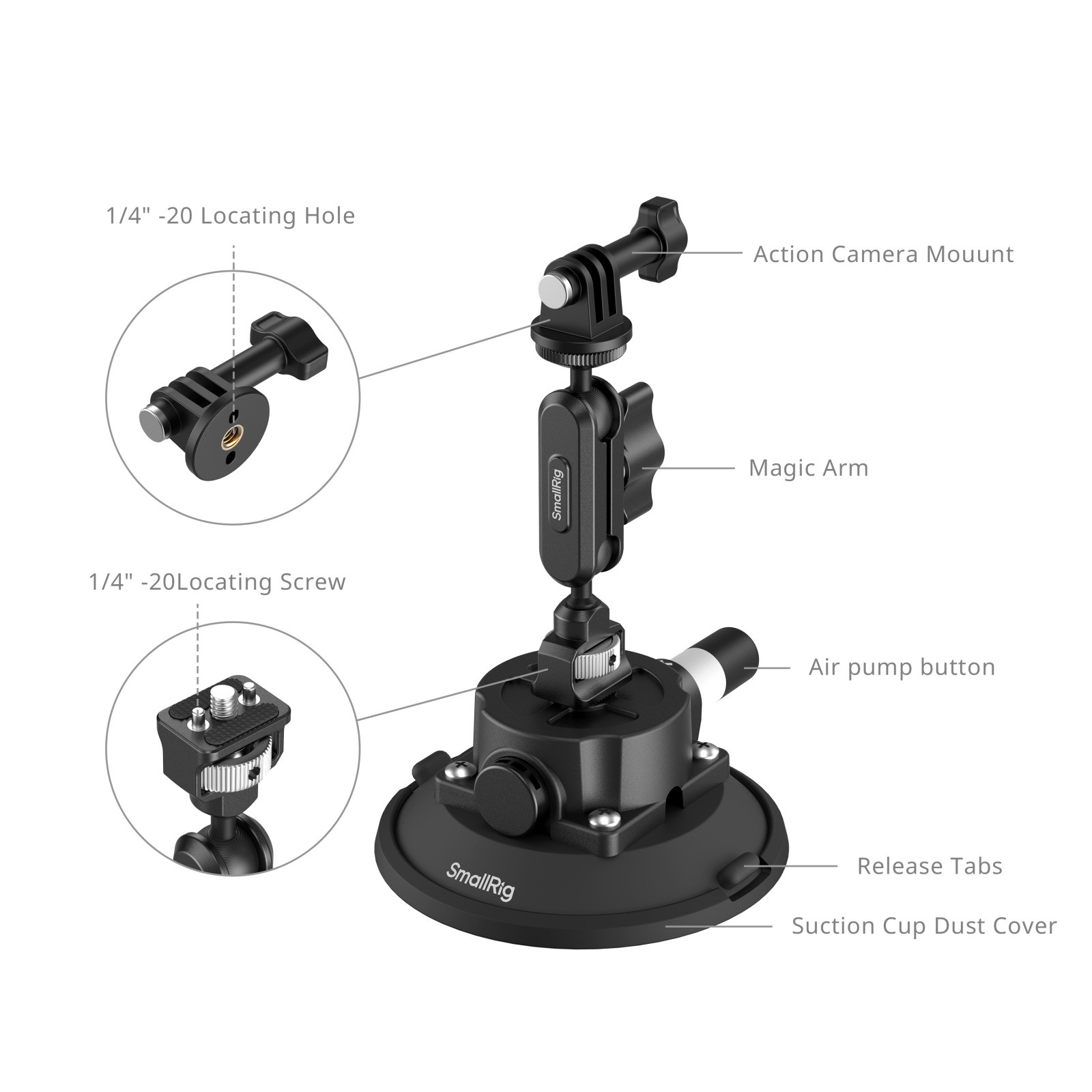 SmallRig 4.5" Suction Cup Mount for Action Cameras 5855