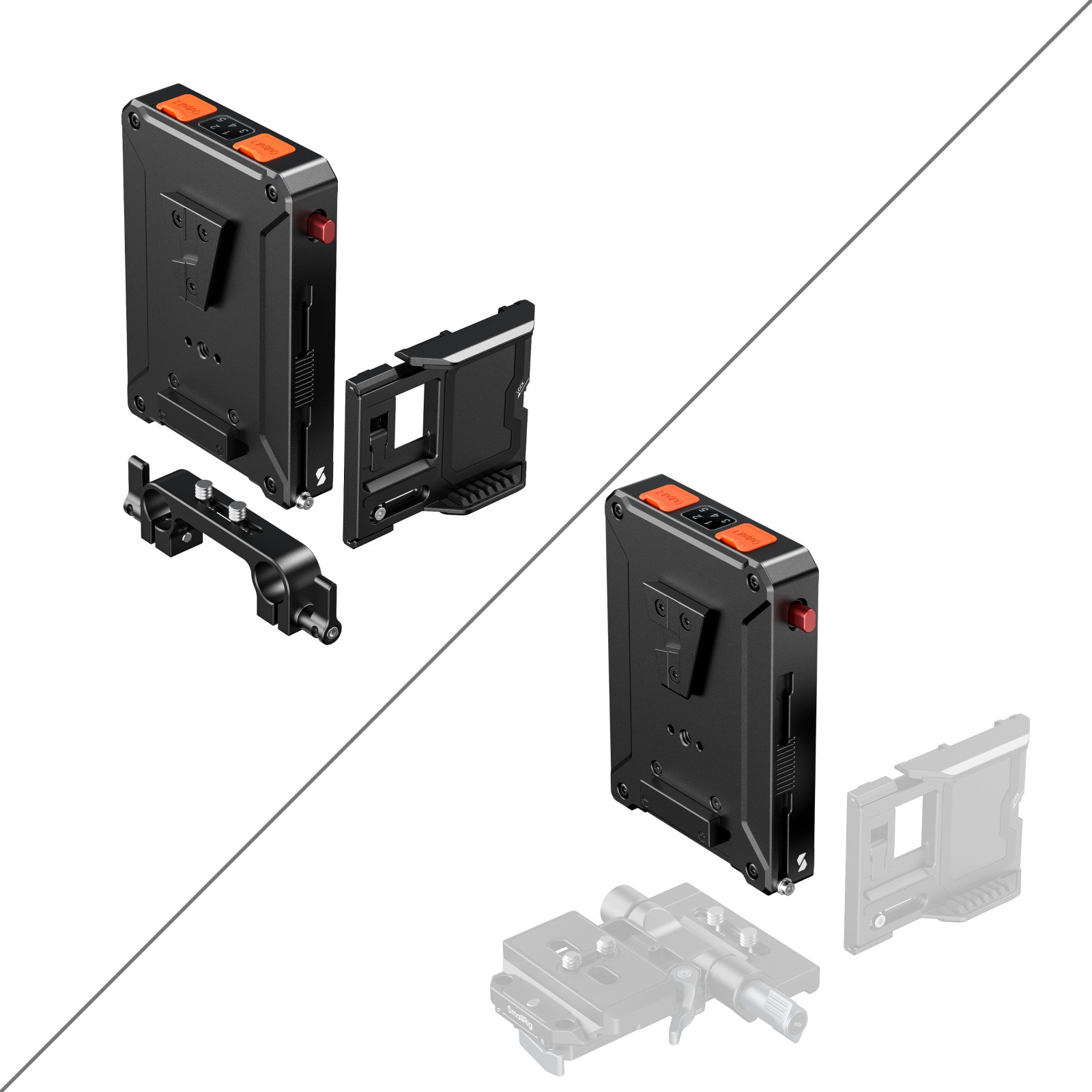 SmallRig Intelligent Power Management V-Mount Battery Mount Plate with 15mm Dual Rod Clamp 5881