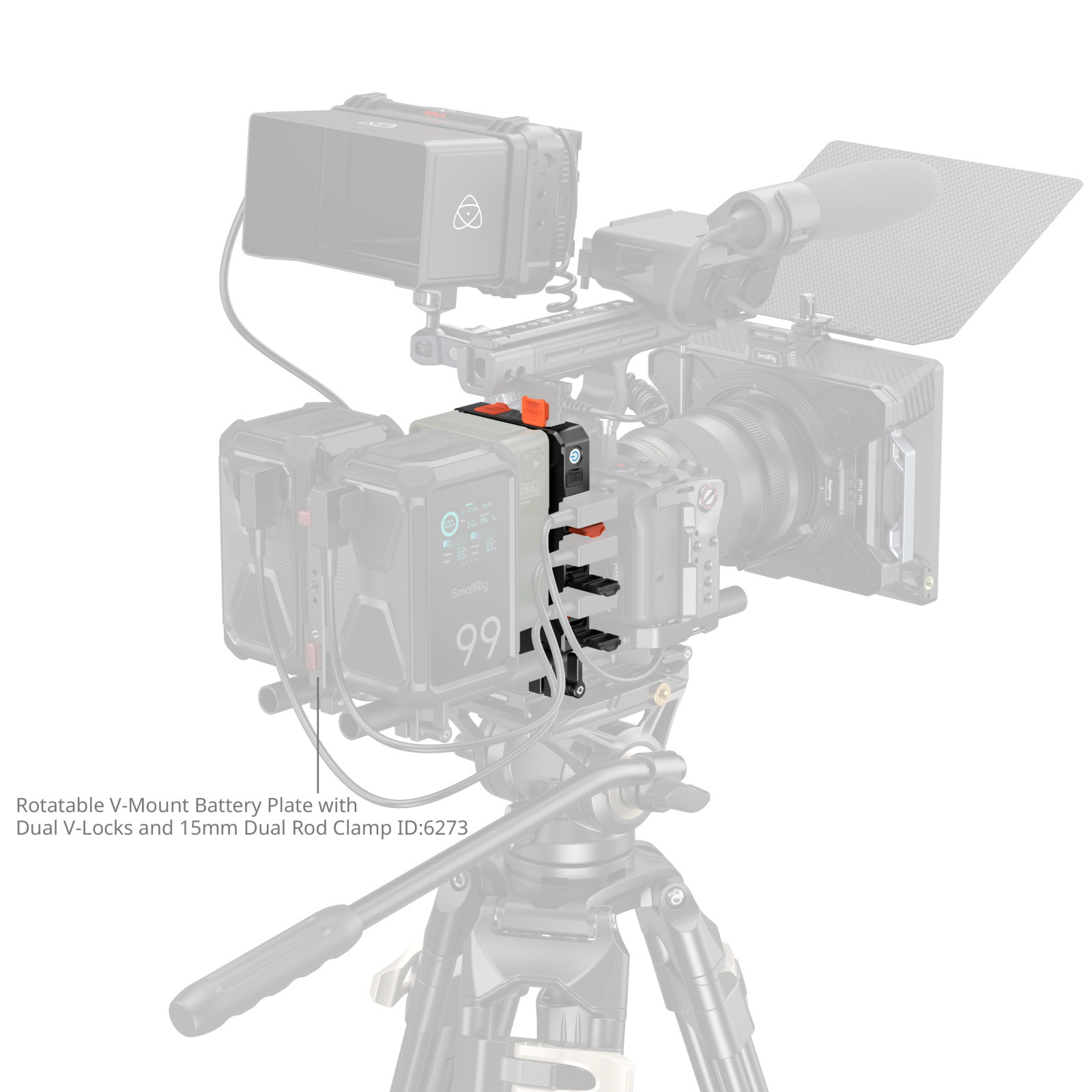 SmallRig Intelligent Power Management V-Mount Battery Mount Plate with 15mm Dual Rod Clamp 5881