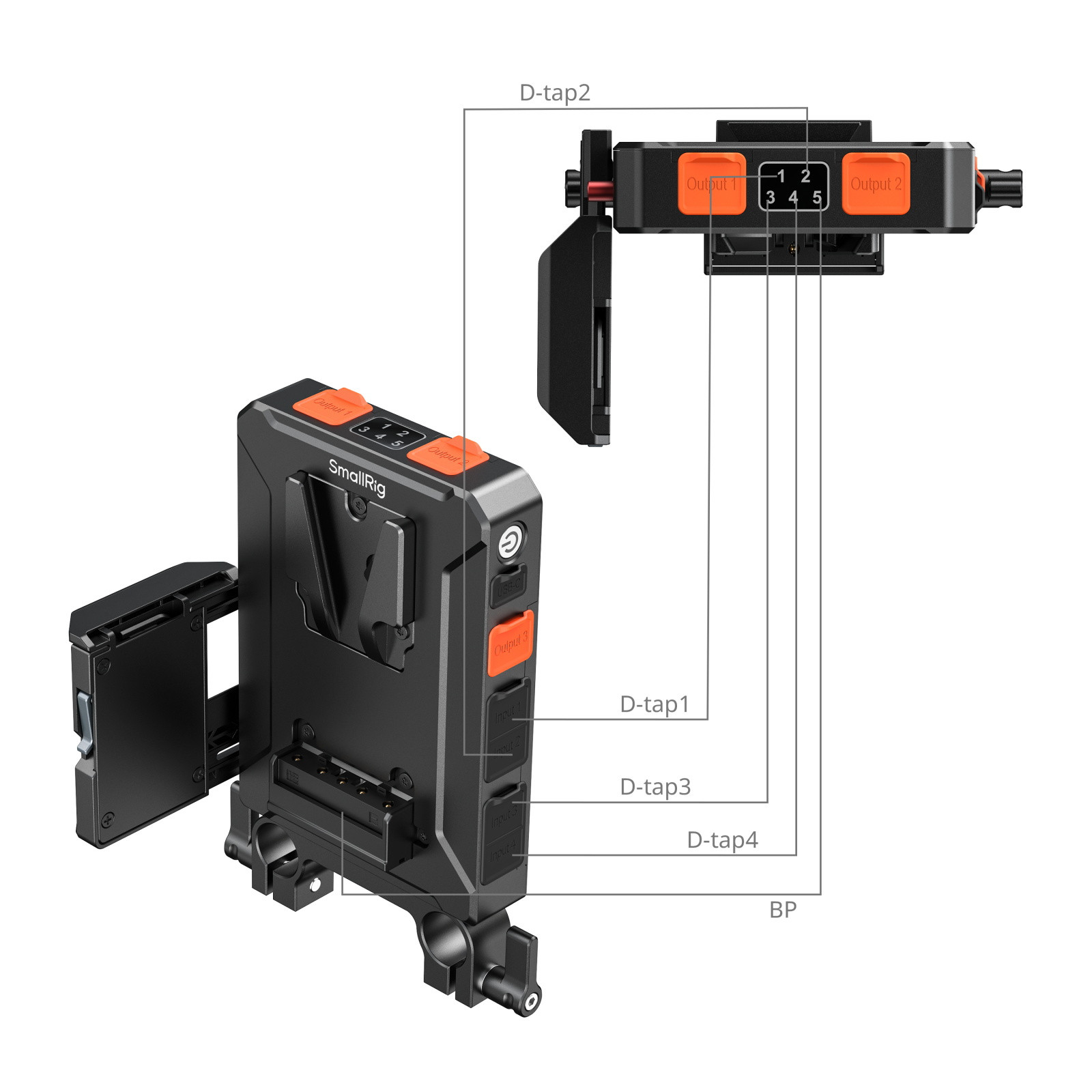 SmallRig Intelligent Power Management V-Mount Battery Mount Plate with 15mm Dual Rod Clamp 5881