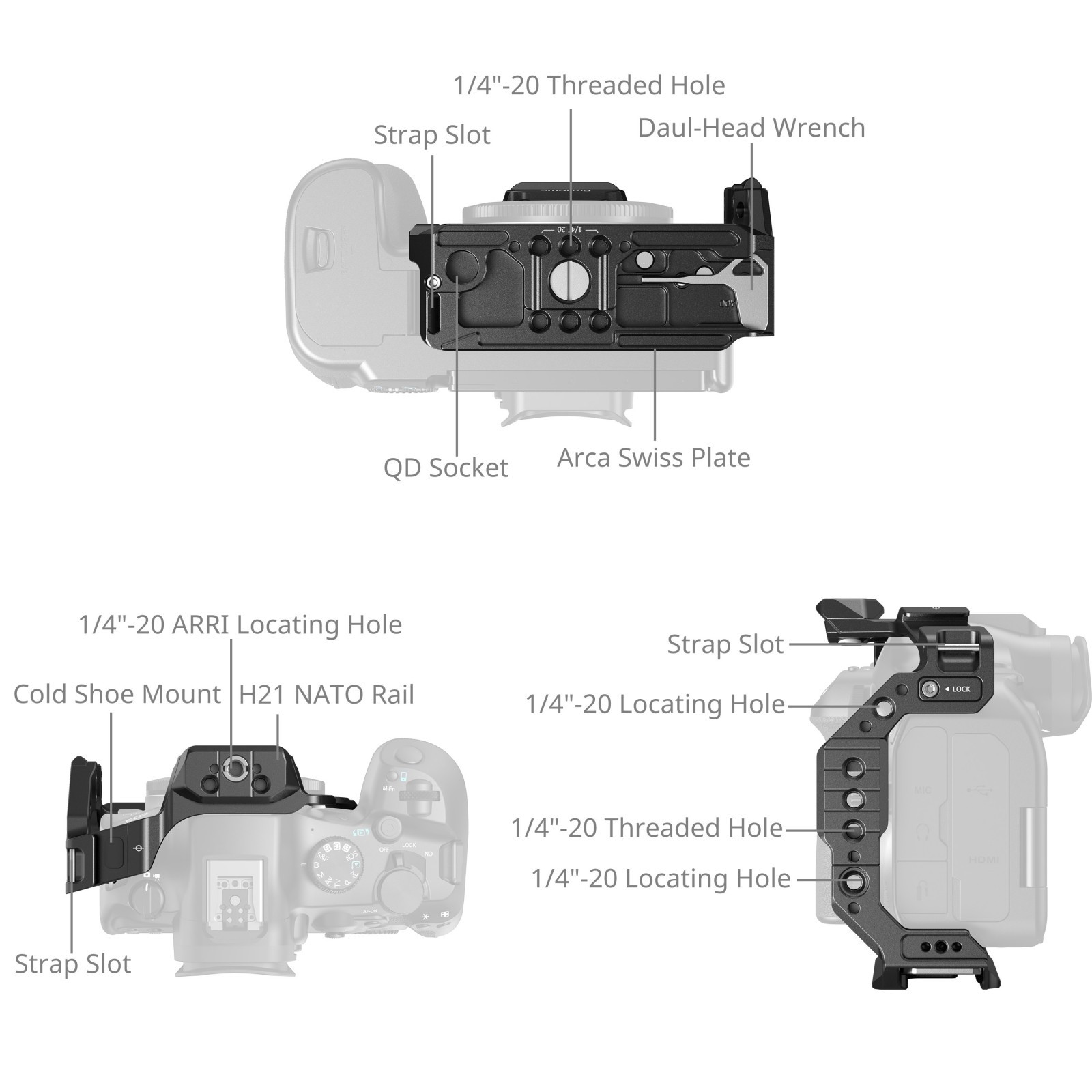 SmallRig "HawkLock" Quick Release Half Cage for Canon EOS R6 Mark III / R6 Mark II / R5 Mark II 5953