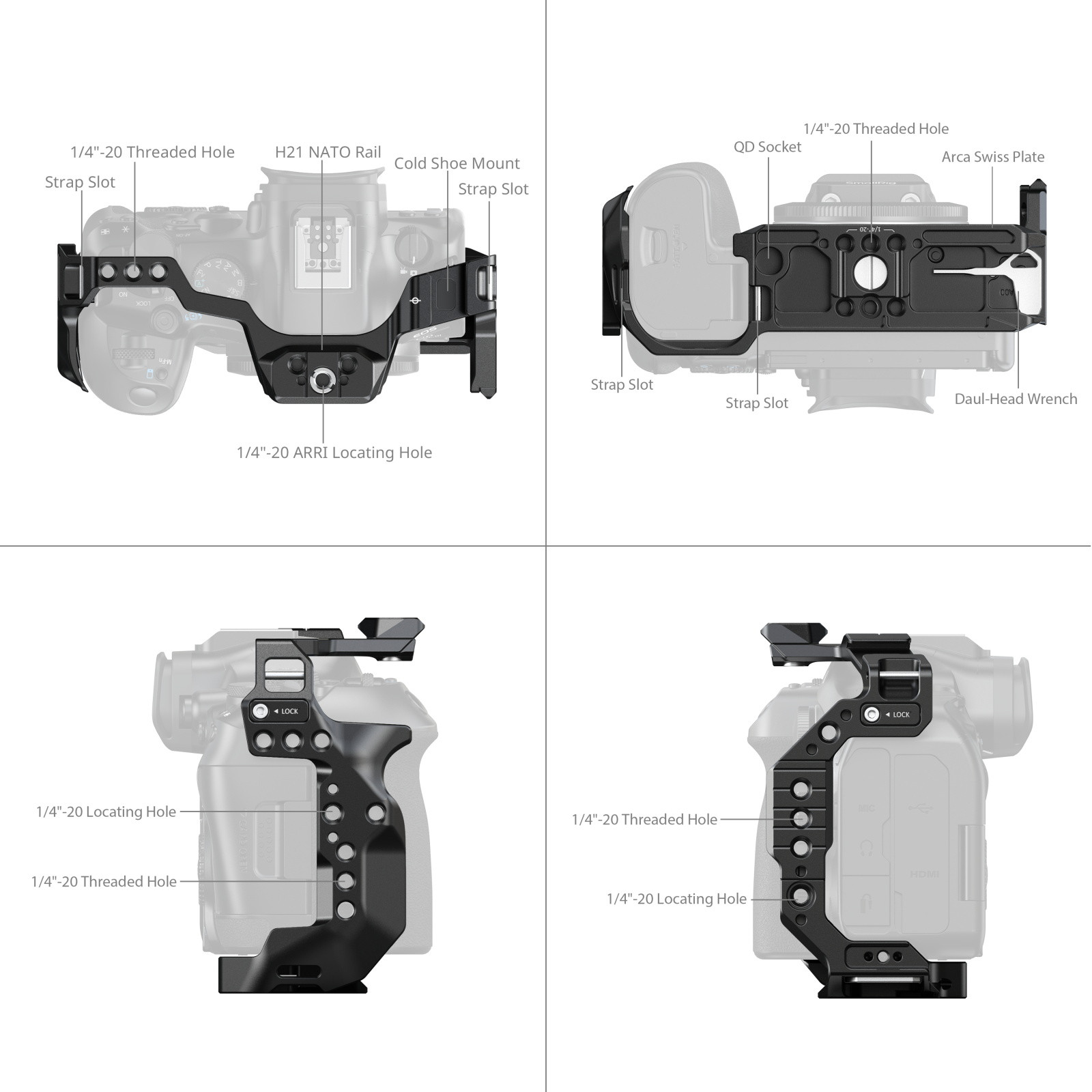 SmallRig "HawkLock" Quick Release Cage for Canon EOS R6 Mark III / R6 Mark II 5954