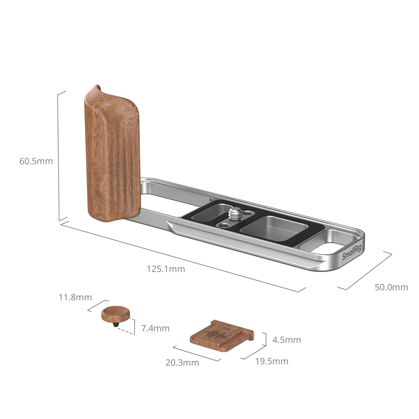 SmallRig L-Shaped Mount Plate with Wooden Handle for FUJIFILM X-E5 (Rosewood, Silver) 5984