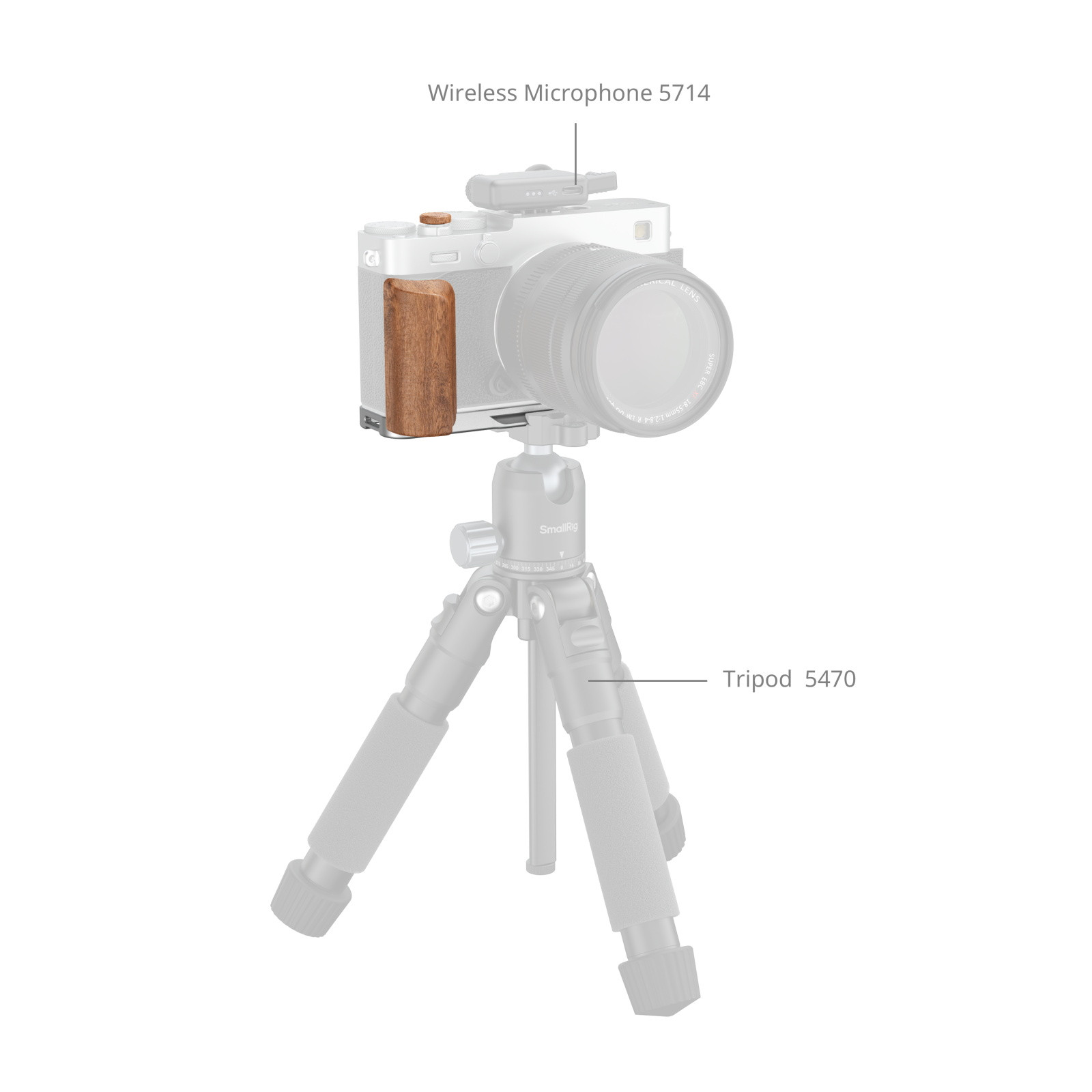 SmallRig L-Shaped Mount Plate with Wooden Handle for FUJIFILM X-E5 (Rosewood, Silver) 5984