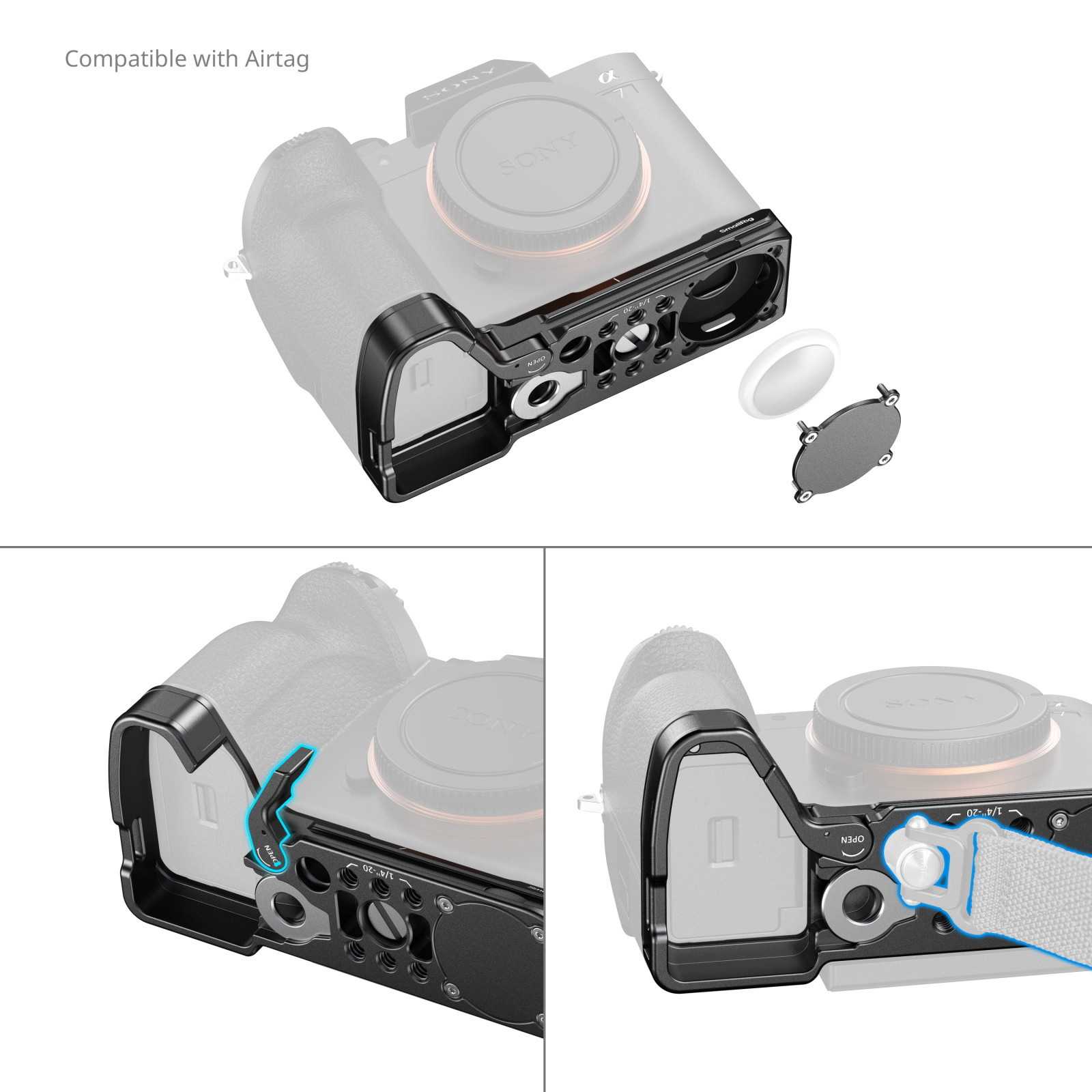 SmallRig Baseplate with AirTag Slot for Sony Alpha 7 V / 7R V / 7 IV 6033