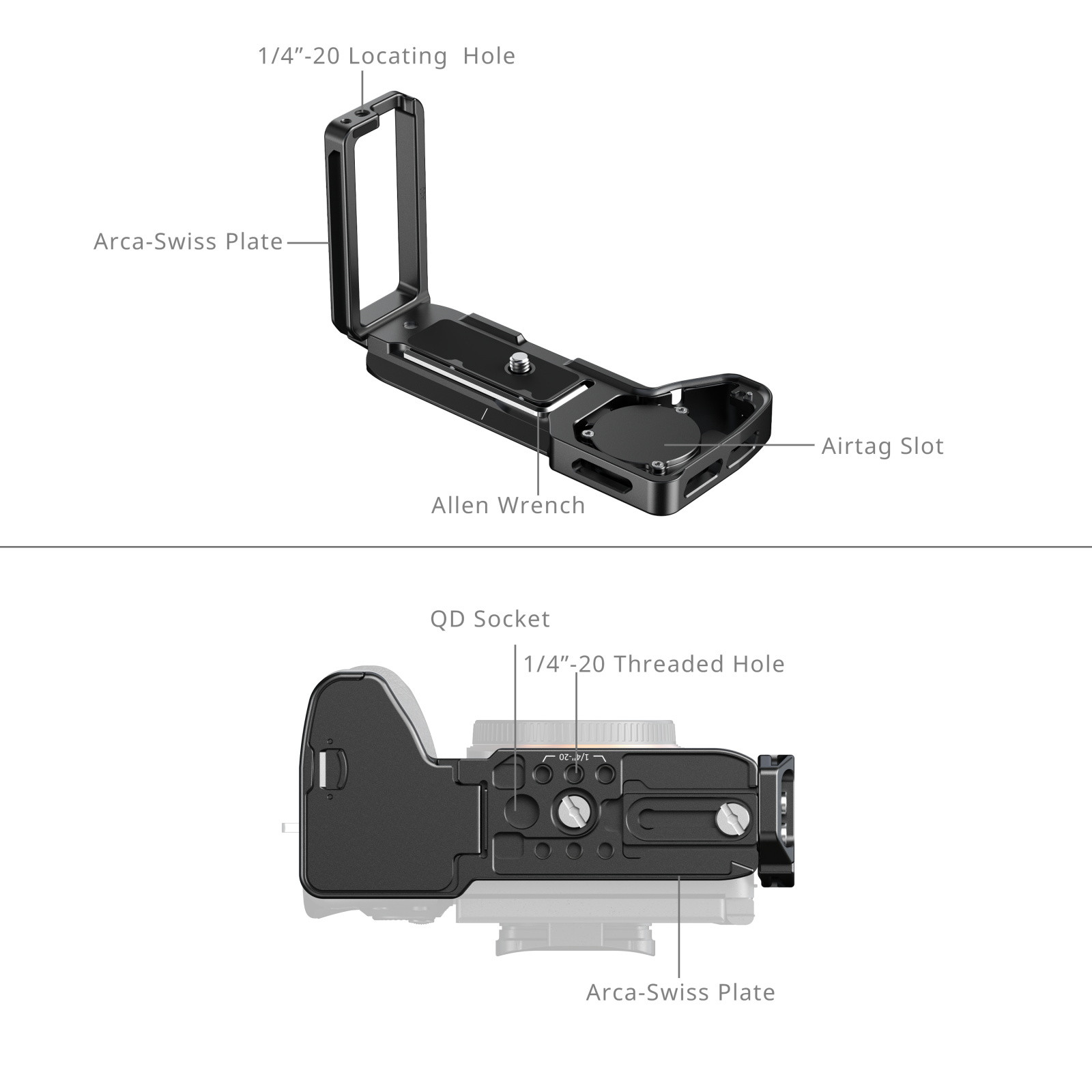 SmallRig L-Shaped Mount Plate with AirTag Slot for Sony Alpha 7 V / 7R V / 7 IV 6034
