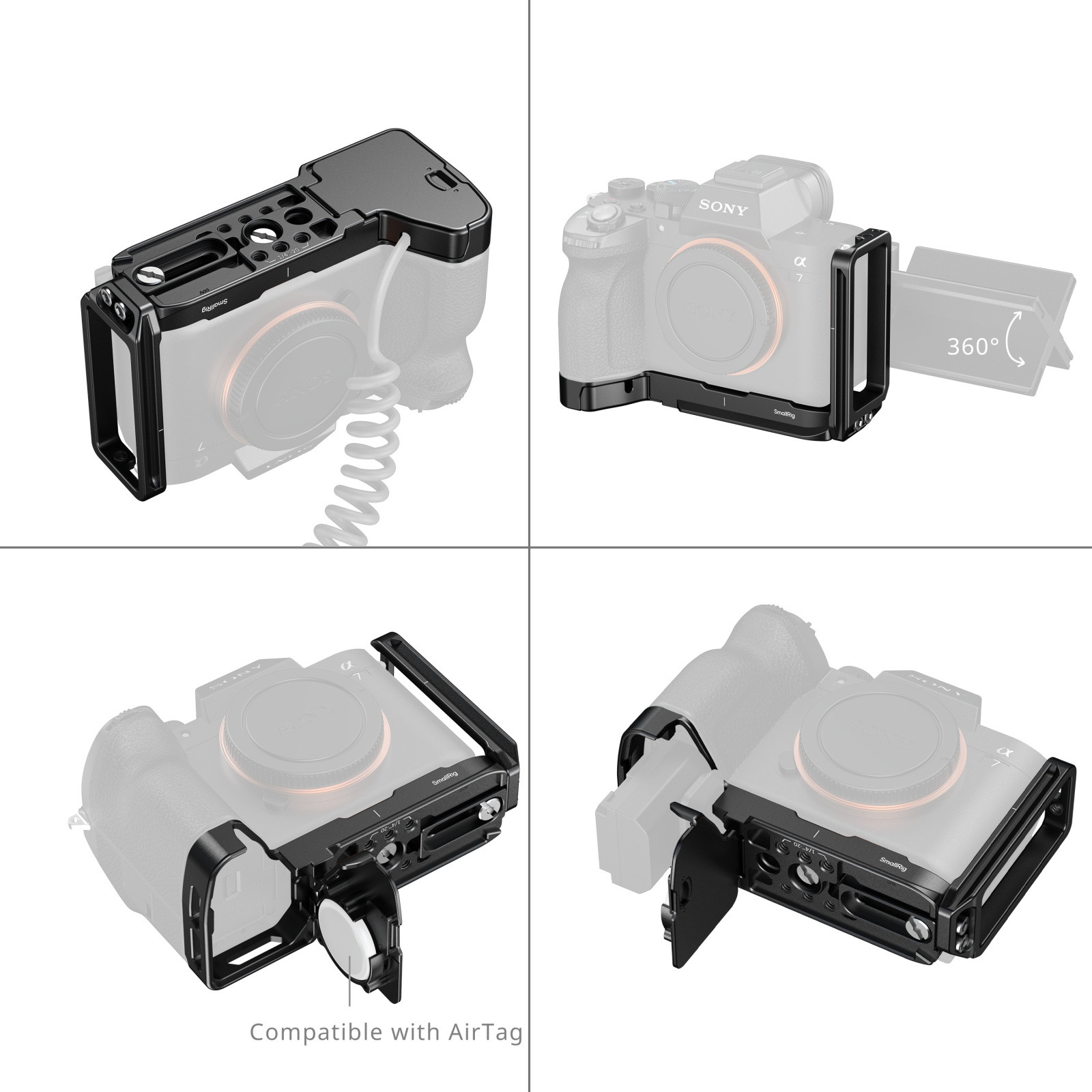 SmallRig L-Shaped Mount Plate with AirTag Slot for Sony Alpha 7 V / 7R V / 7 IV 6034