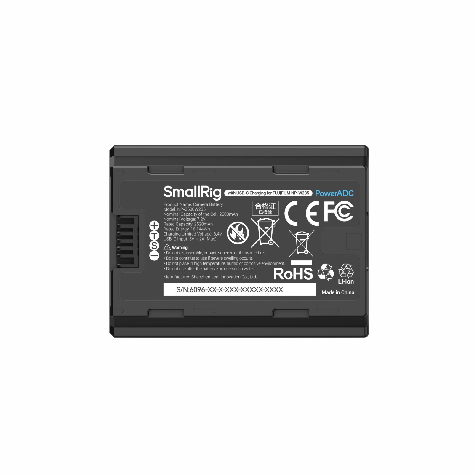 SmallRig Camera Battery with USB-C Charging for FUJIFILM NP-W235 6096