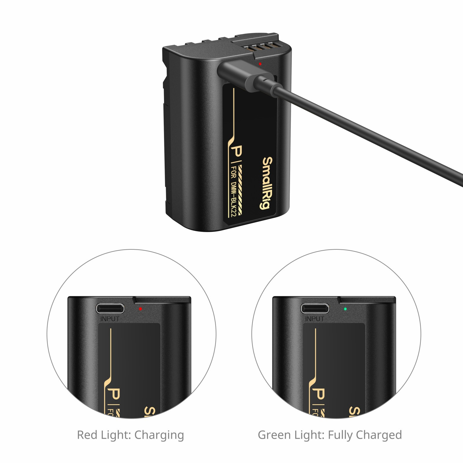 SmallRig Camera Battery with USB-C Charging for Panasonic LUMIX DMW-BLK22 6098