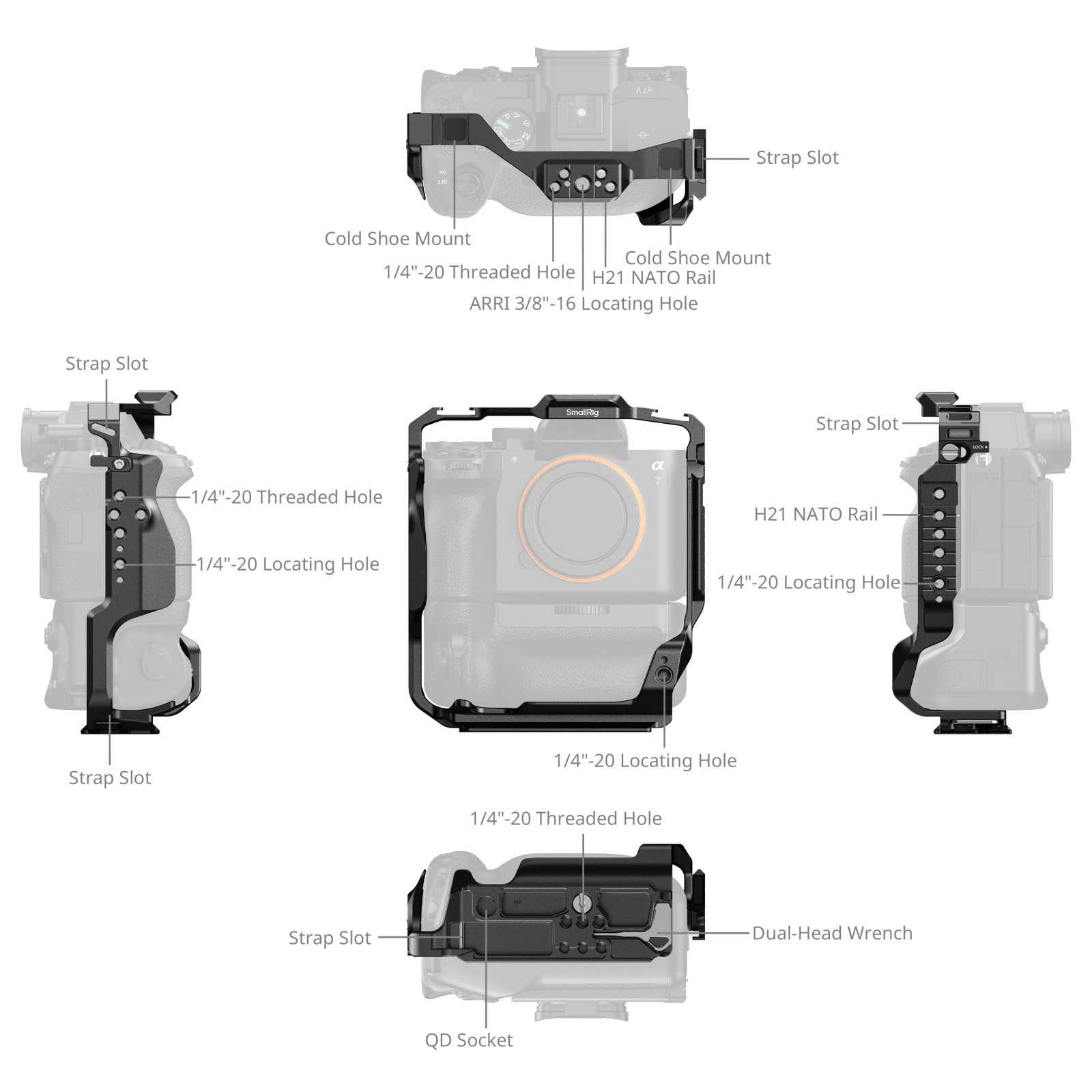 SmallRig Cage for Sony Alpha 7R V / 7 IV / 7S III / 1 / 7R IV / 7 V with Vertical Grip VG-C4EM 6114