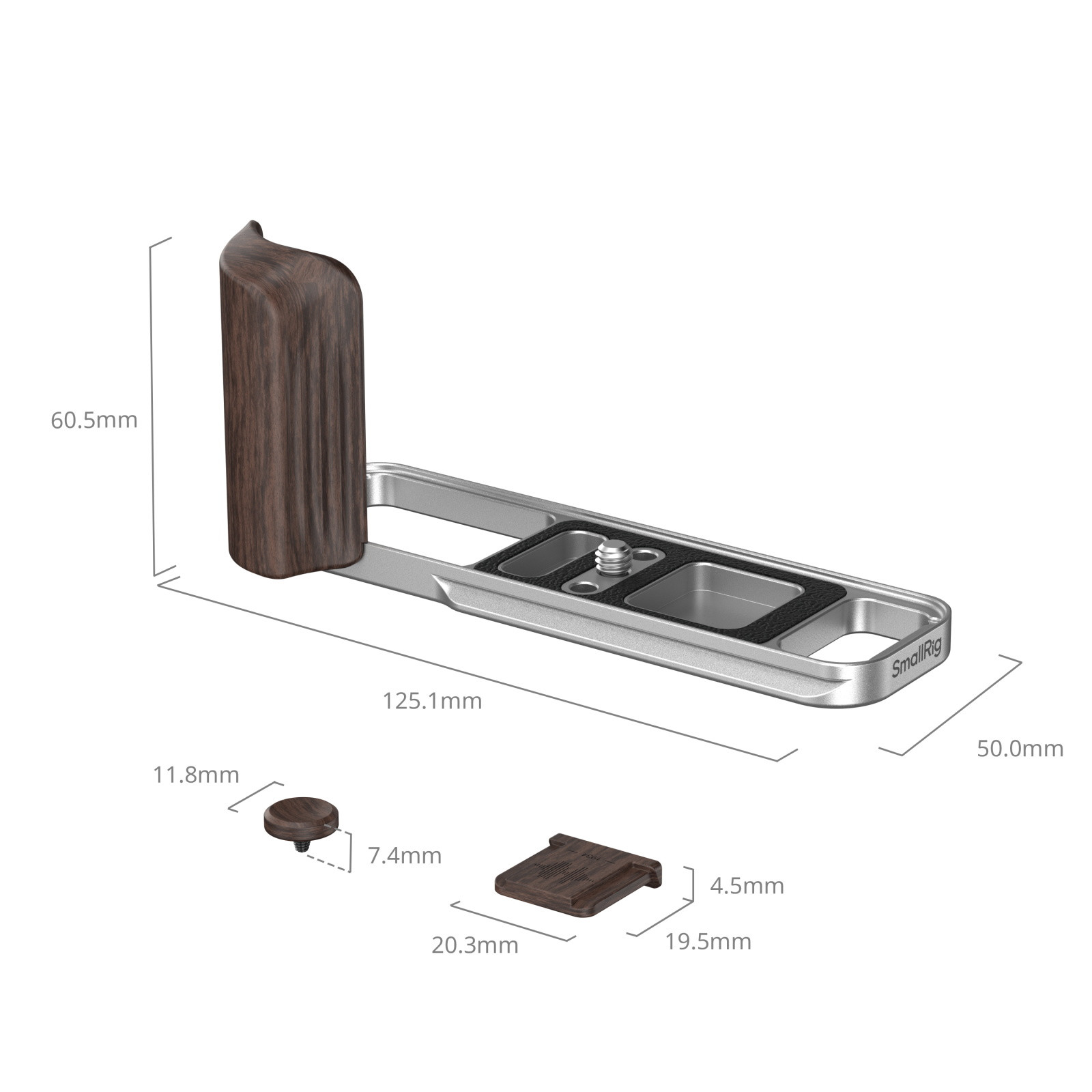 SmallRig L-Shaped Mount Plate with Wooden Handle for FUJIFILM X-E5 (Ebony, Silver) 6236