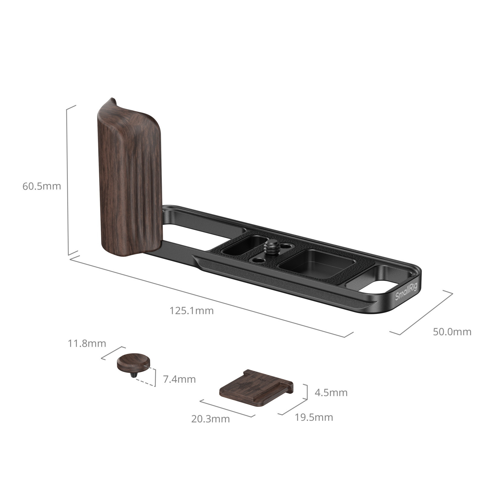 SmallRig L-Shaped Mount Plate with Wooden Handle for FUJIFILM X-E5 (Ebony, Black) 6237