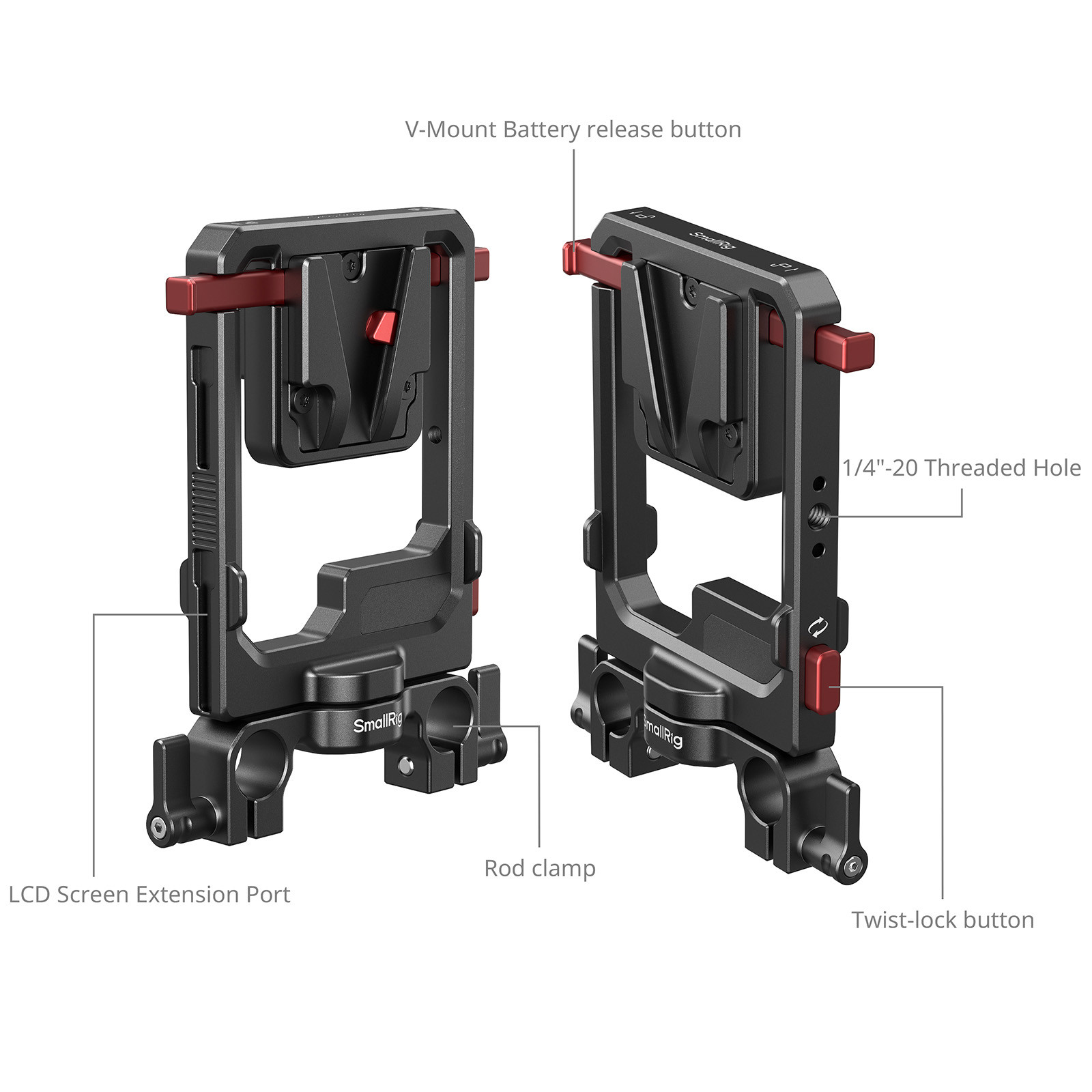 SmallRig Rotatable V-Mount Battery Plate with Dual V-Locks and 15mm Dual Rod Clamp 6273
