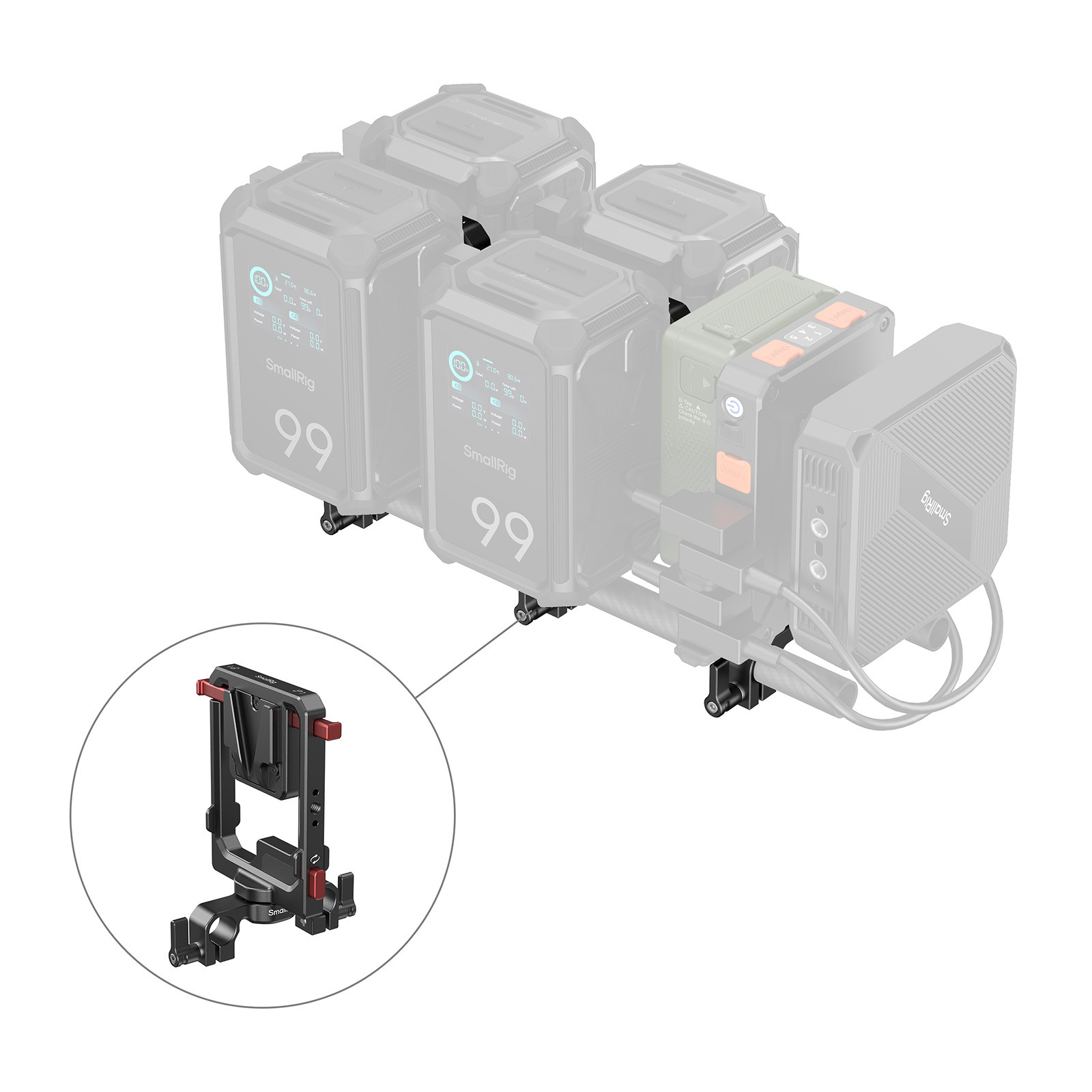 SmallRig Rotatable V-Mount Battery Plate with Dual V-Locks and 15mm Dual Rod Clamp 6273