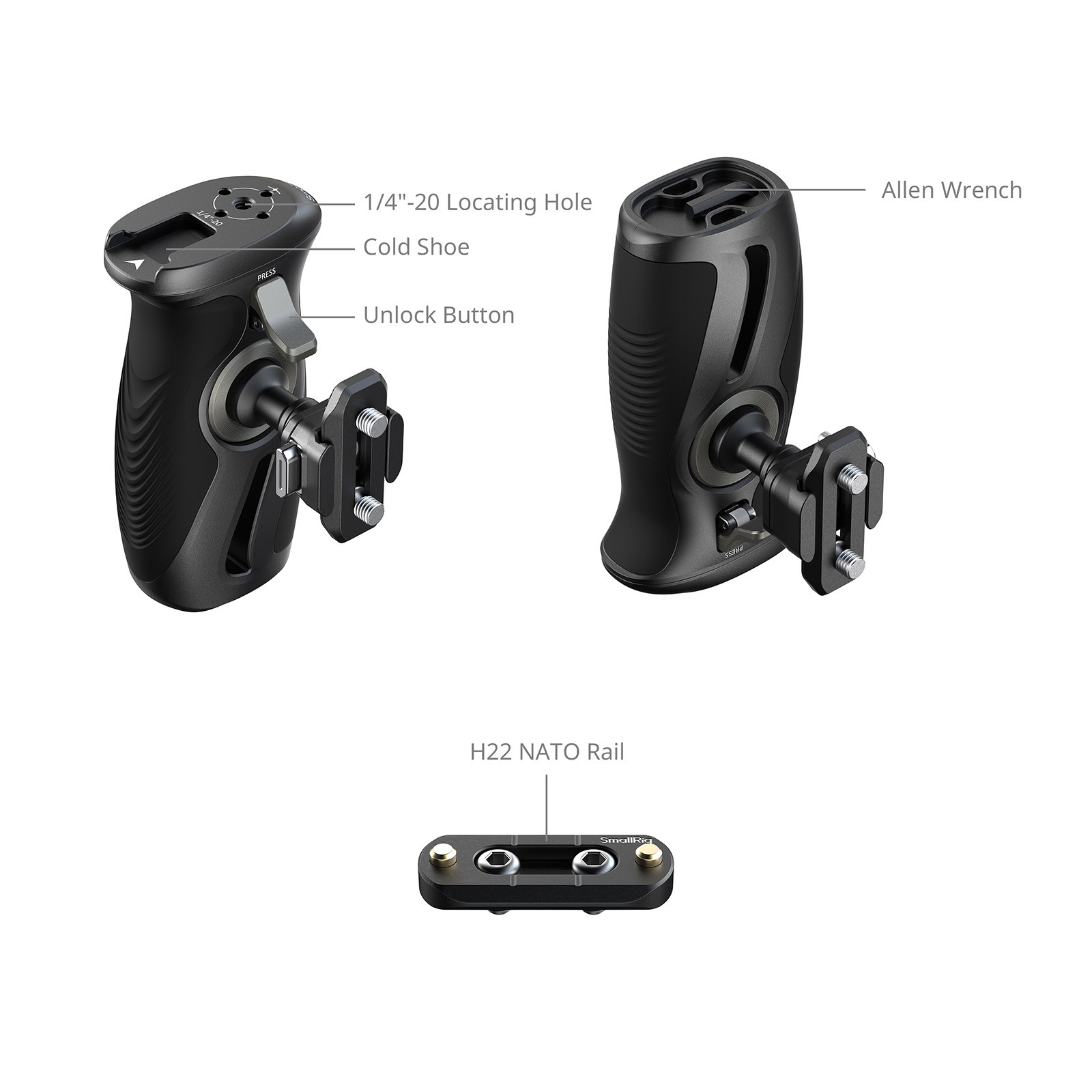SmallRig Rotating Side Handle with "HawkLock" H21 Quick Release NATO Clamp 6405