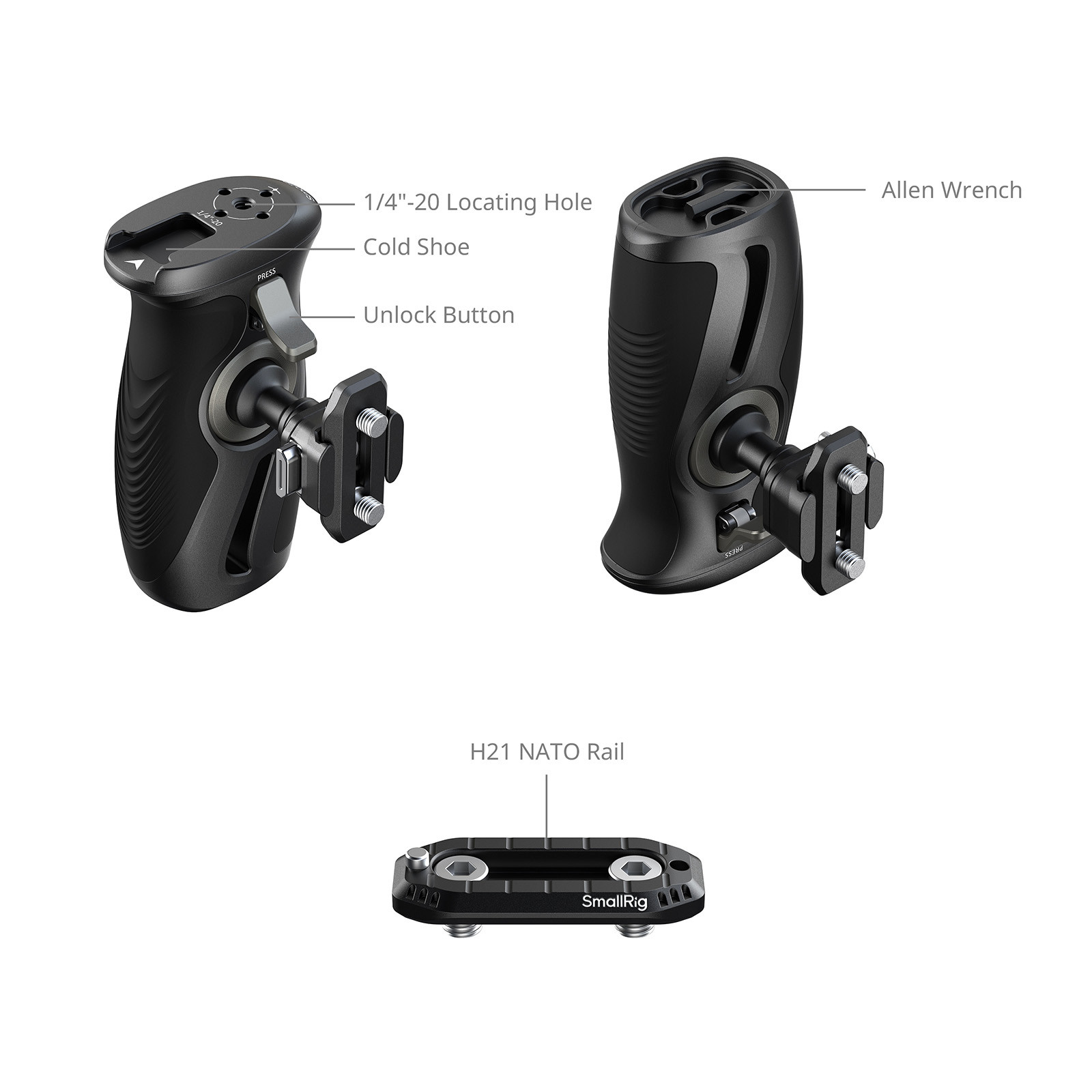 SmallRig Rotating Side Handle with "HawkLock" H21 Quick Release NATO Clamp 6405