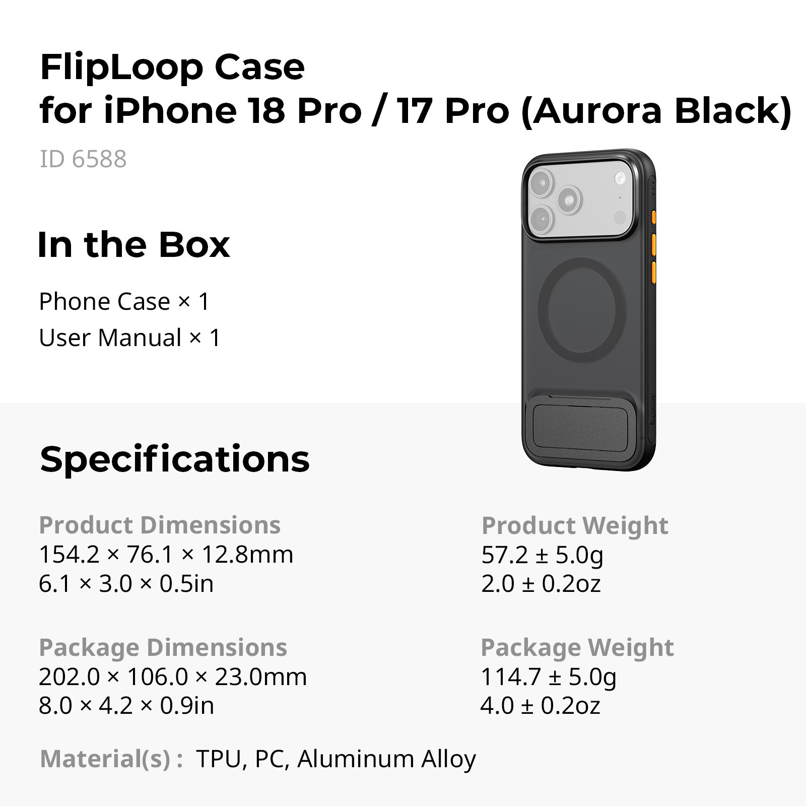 SmallRig FlipLoop Case for iPhone 18 Pro / 17 Pro (Aurora Black) 6588