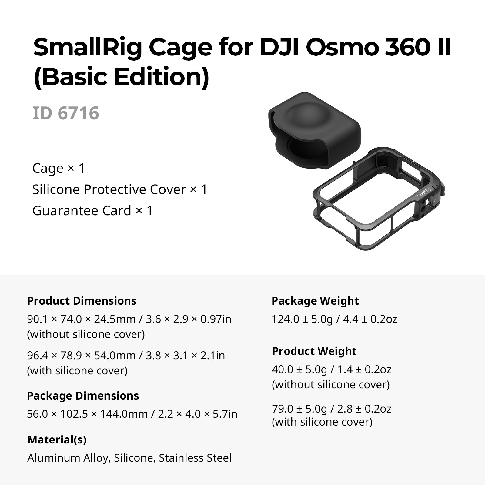 SmallRig Cage for DJI Osmo 360 II (Basic Edition) 6716