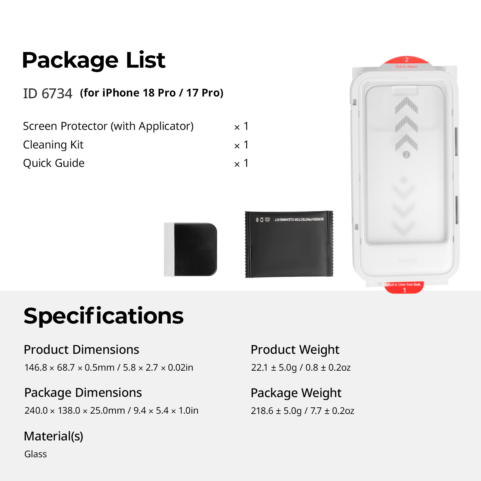 SmallRig AR HD Screen Protector for iPhone 18 Pro / 17 Pro 6734