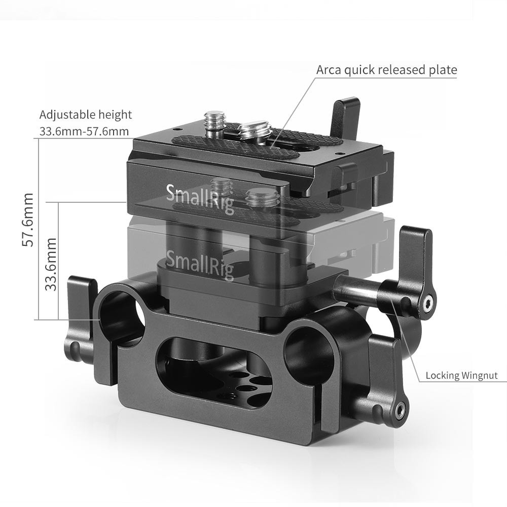 SmallRig Universal 15mm Rail Support System Baseplate DBC2272B